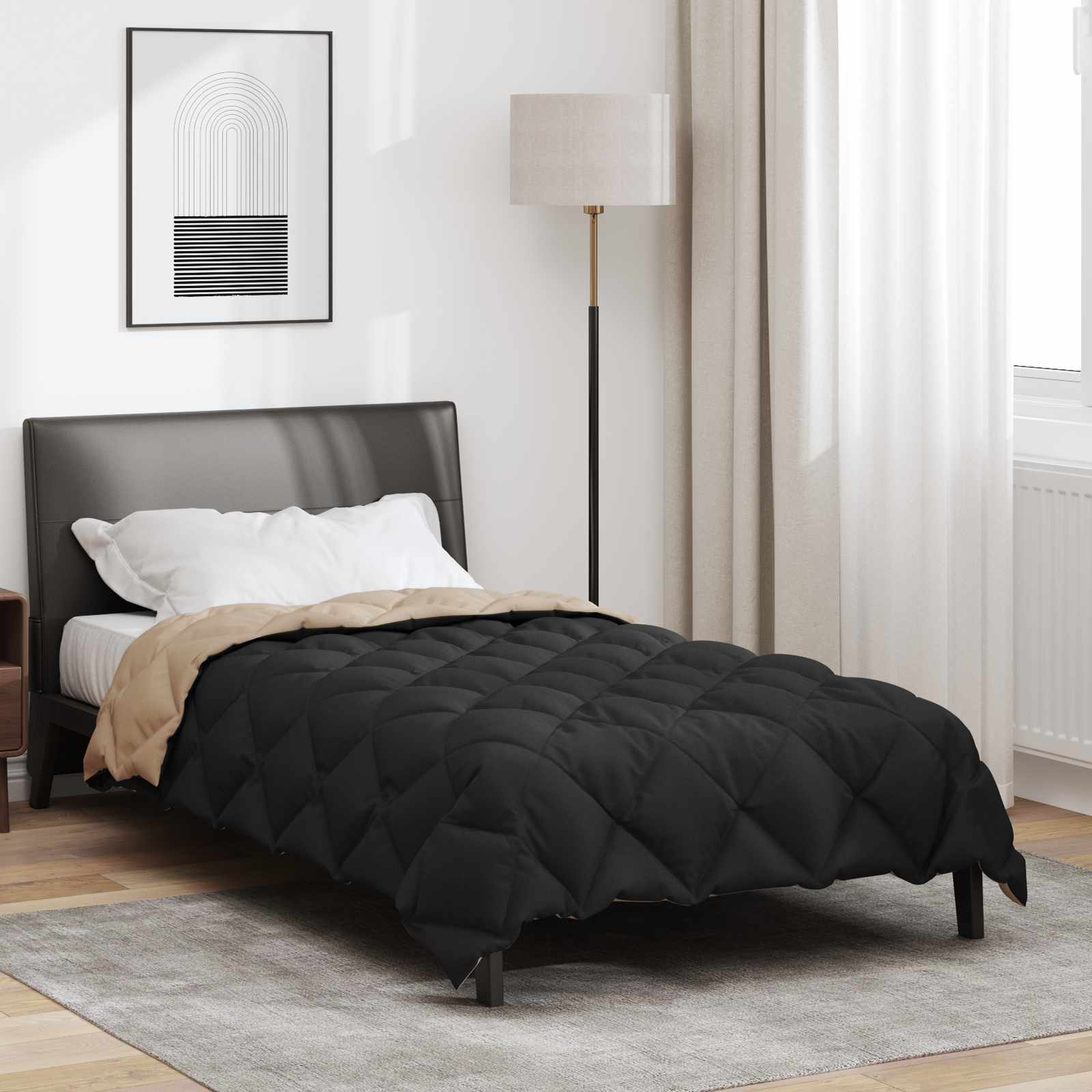 Winterbettdecke 135 x 220 cm 450 g/m² Schwarz und Taupe