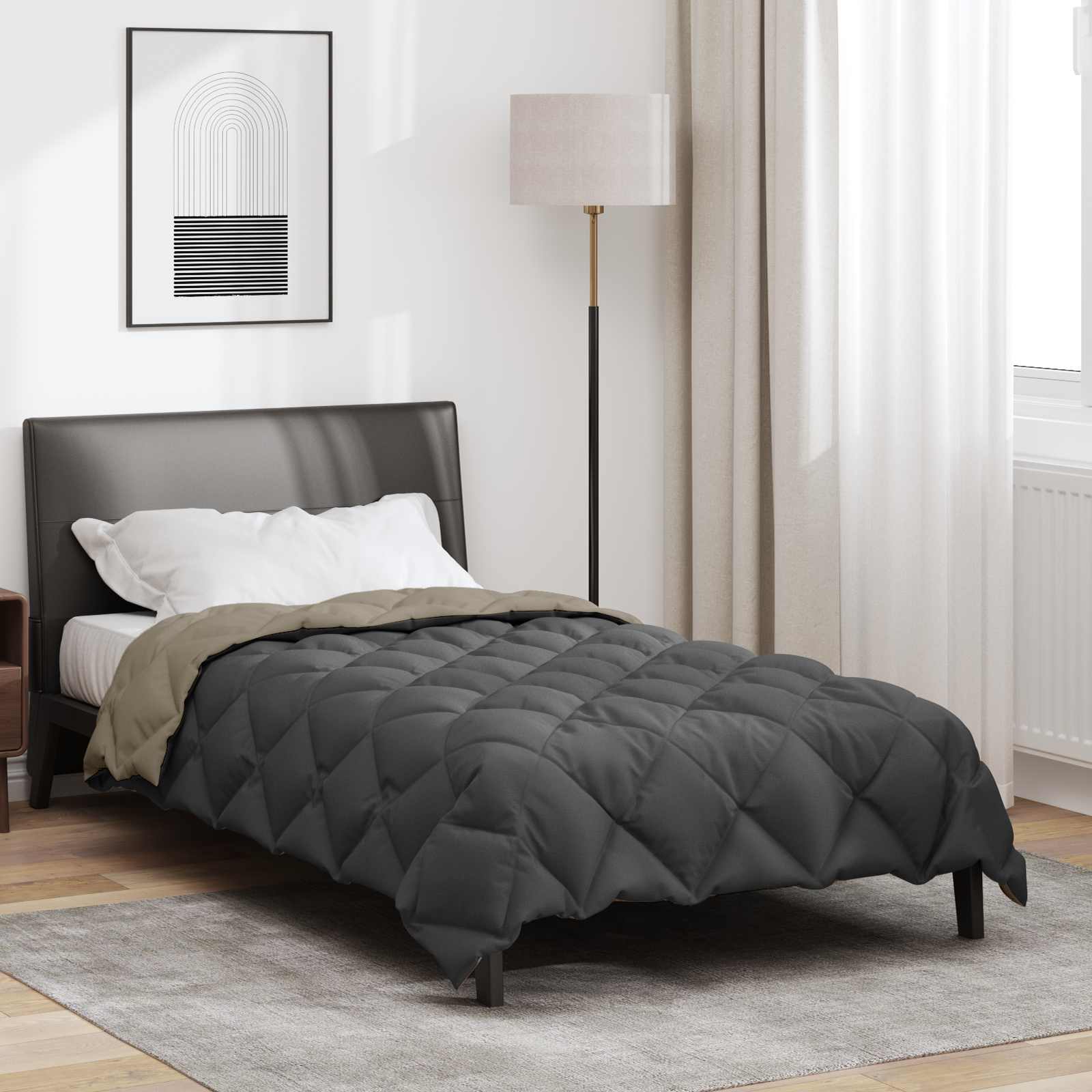 Winterbettdecke 140 x 200 cm 450 g/m² Hellgrau und Anthrazit