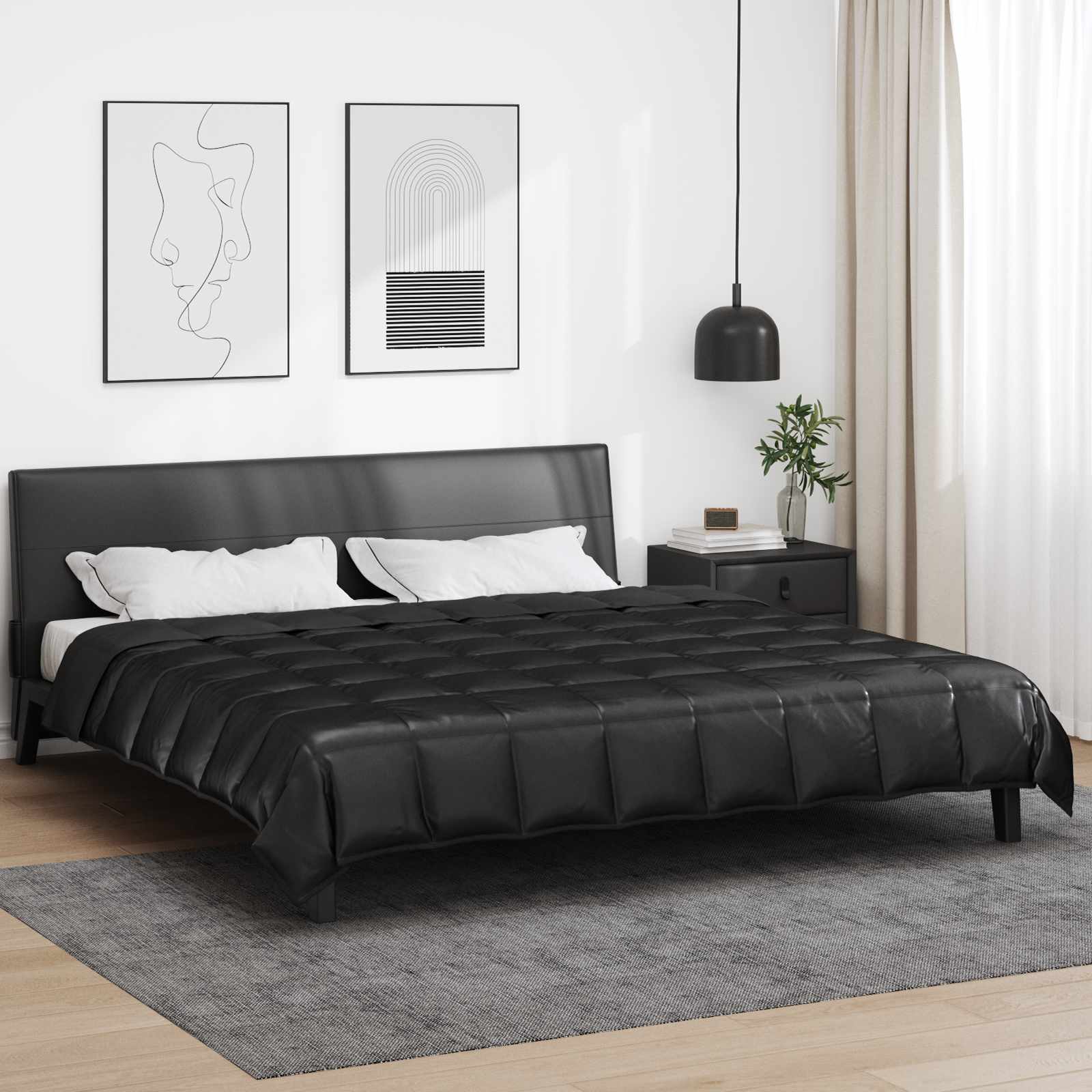 Sommerdecke Schwarz 200 x 240 cm Satin und Mikrofaser
