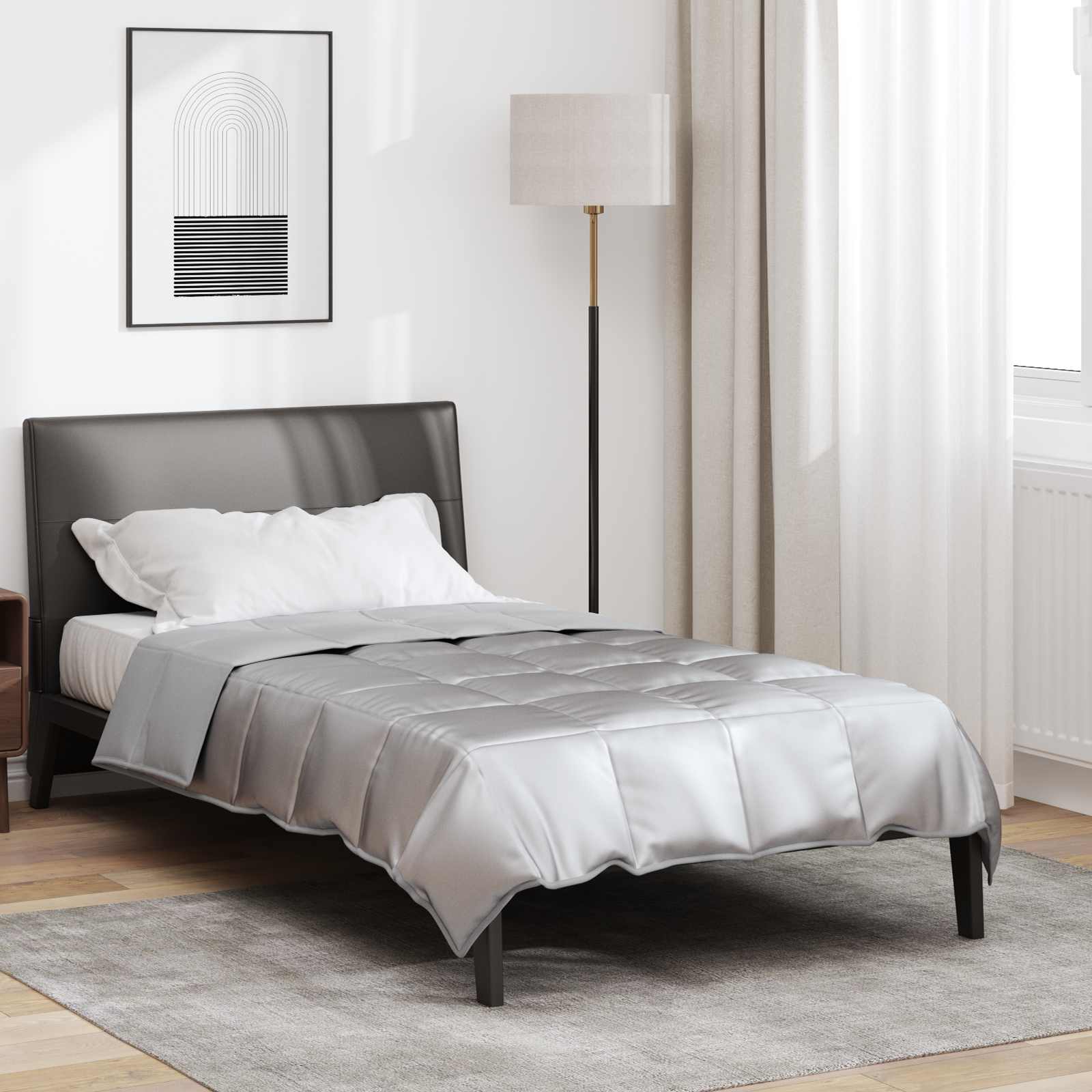 Sommerdecke Silber 140 x 220 cm Satin und Mikrofaser