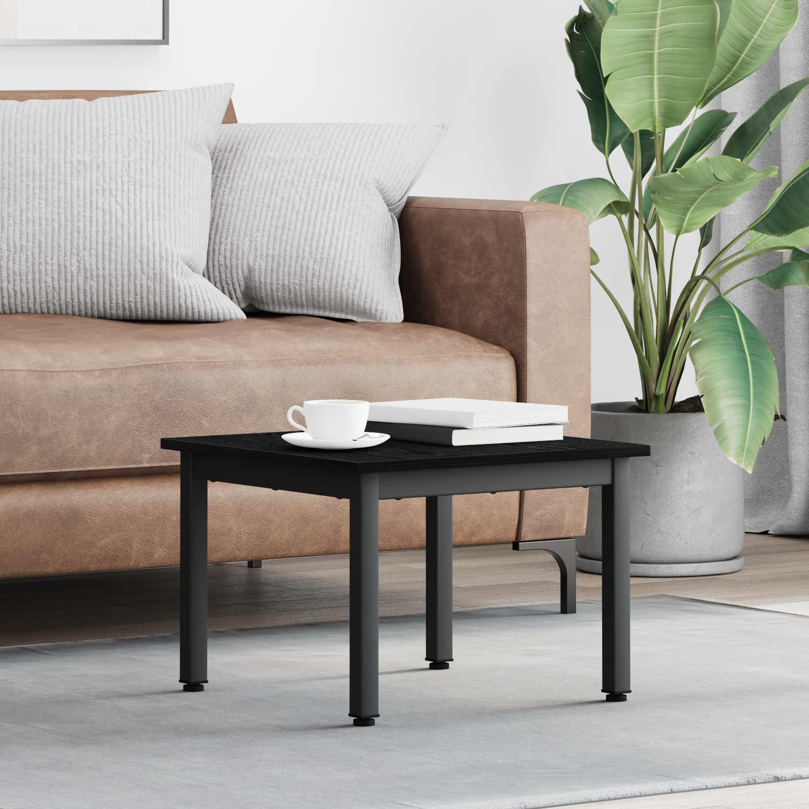 Couchtisch Schwarz Eichen-Optik 50 x 50 x 36 cm Holzwerkstoff