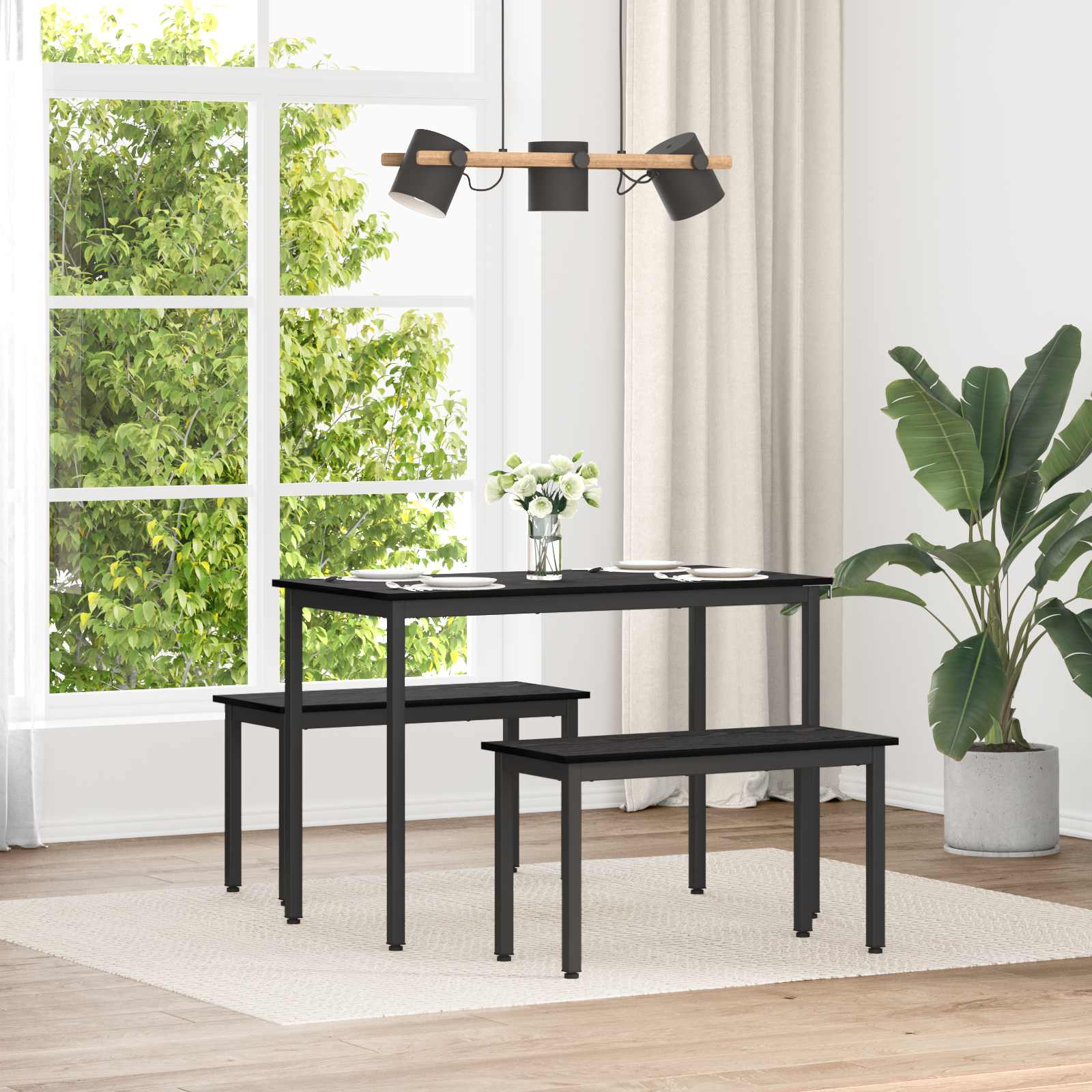 Bank Schwarz Eichen-Optik 80 x 35 x 45 cm Holzwerkstoff