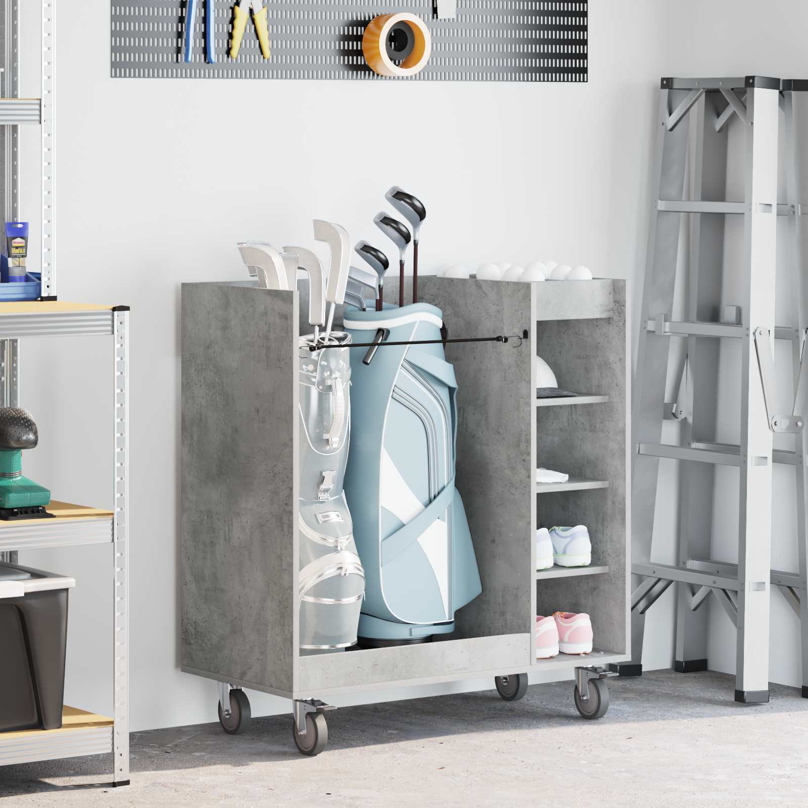 Golf Schrank Mit Rad Uni Beton Grau 90 x 45 x 98 cm