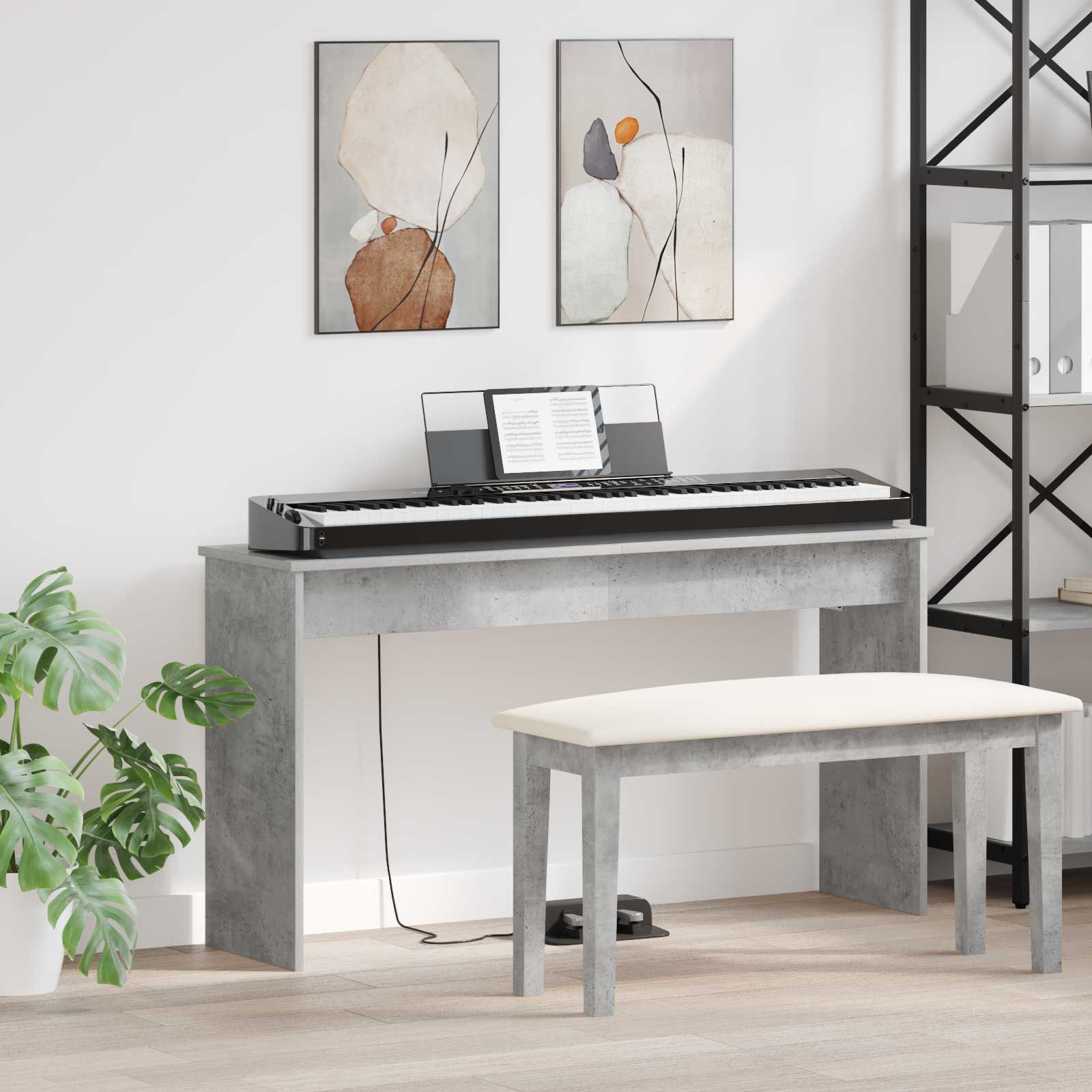Klavierständer Beton Grau 120 x 32 x 64 cm Holzwerkstoff
