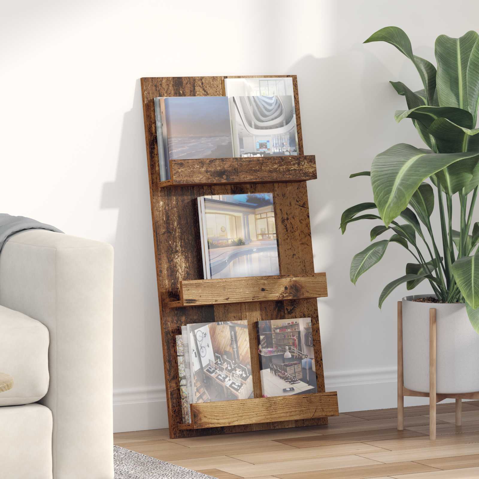 Magazinregal mit Regal Altholz 51 x 11 x 102 cm Holzwerkstoff