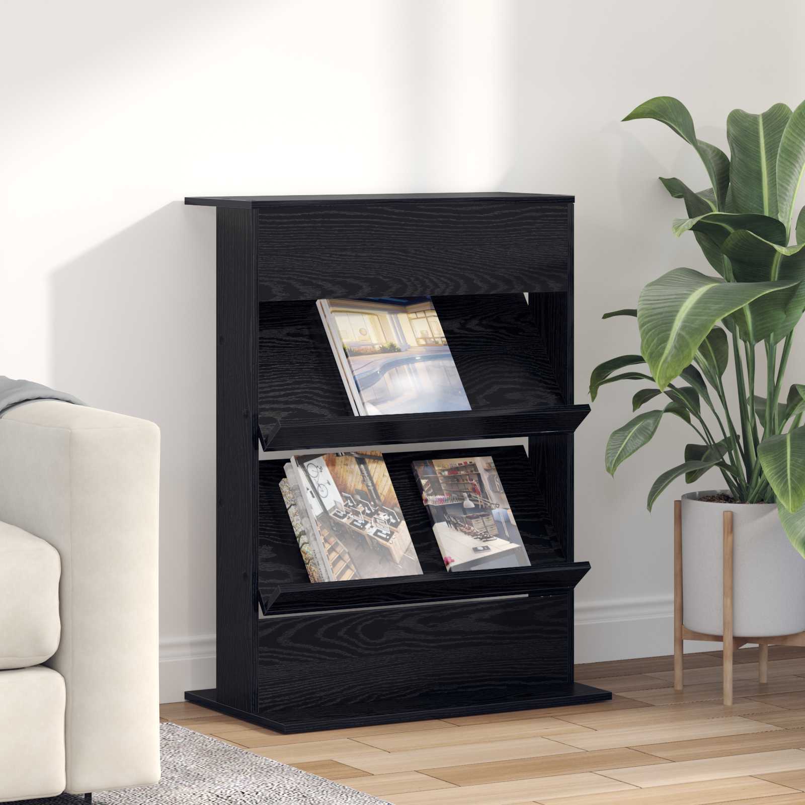 Magazinregal Schwarz Eichen-Optik 70 x 41 x 96 cm Holzwerkstoff
