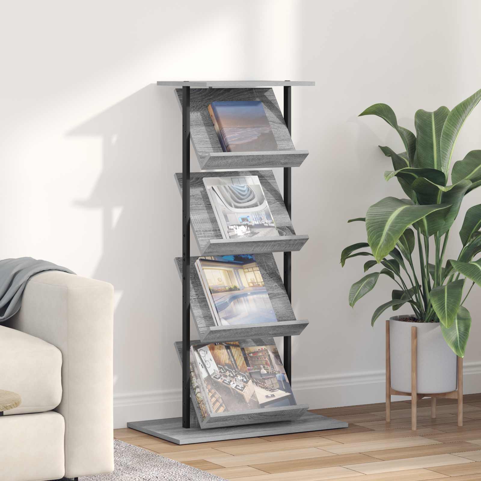 Magazinregal Sonoma-Grau 68 x 40 x 123.5 cm Holzwerkstoff