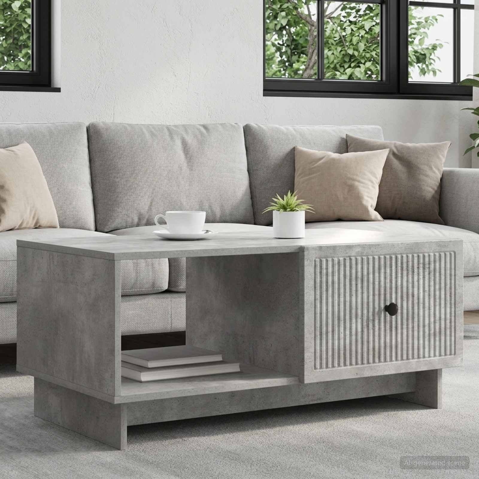Couchtisch Betongrau 90 x 50 x 40 cm Holzwerkstoff