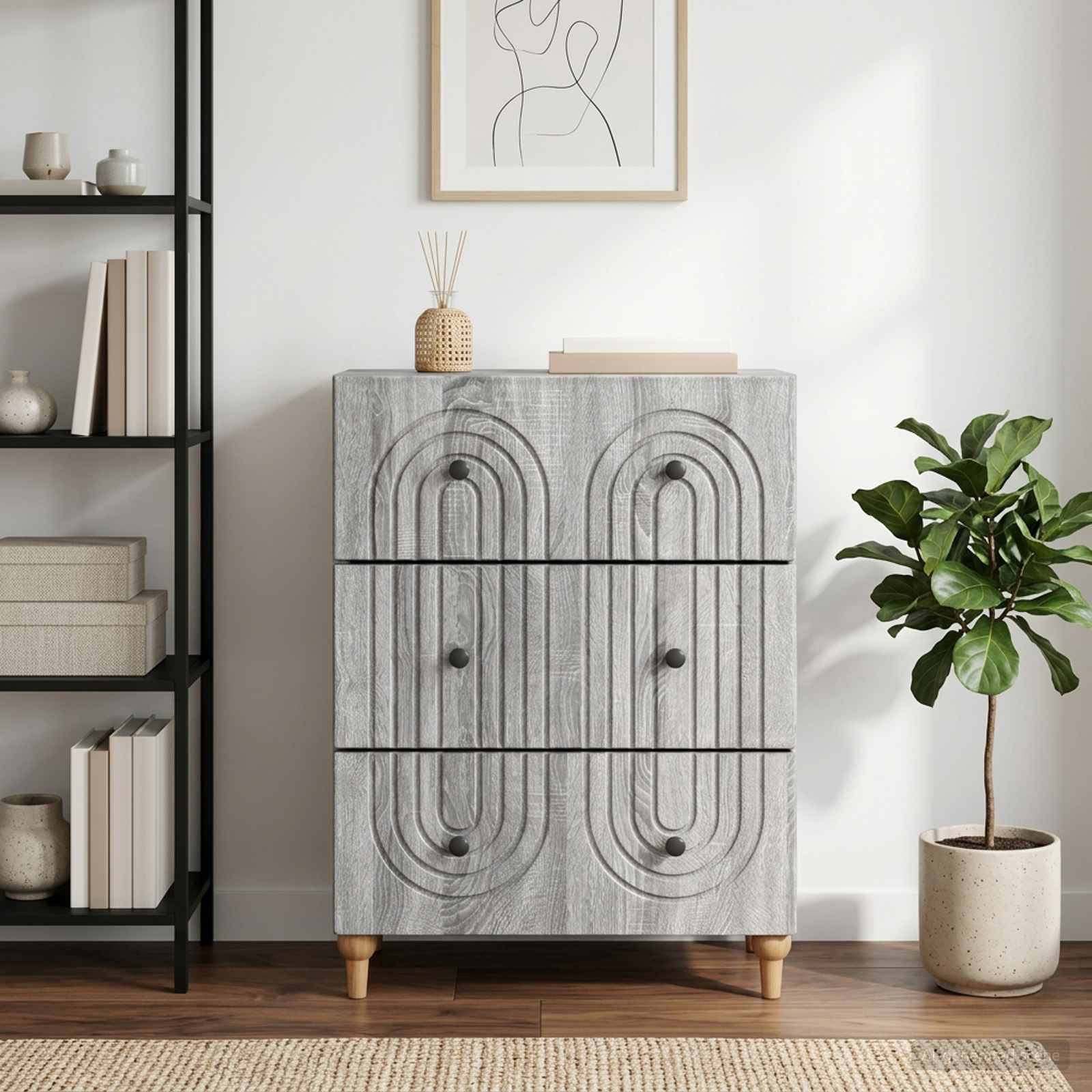 Schubladenschrank Graues Sonoma 66 x 34,5 x 90 cm Holzwerkstoff