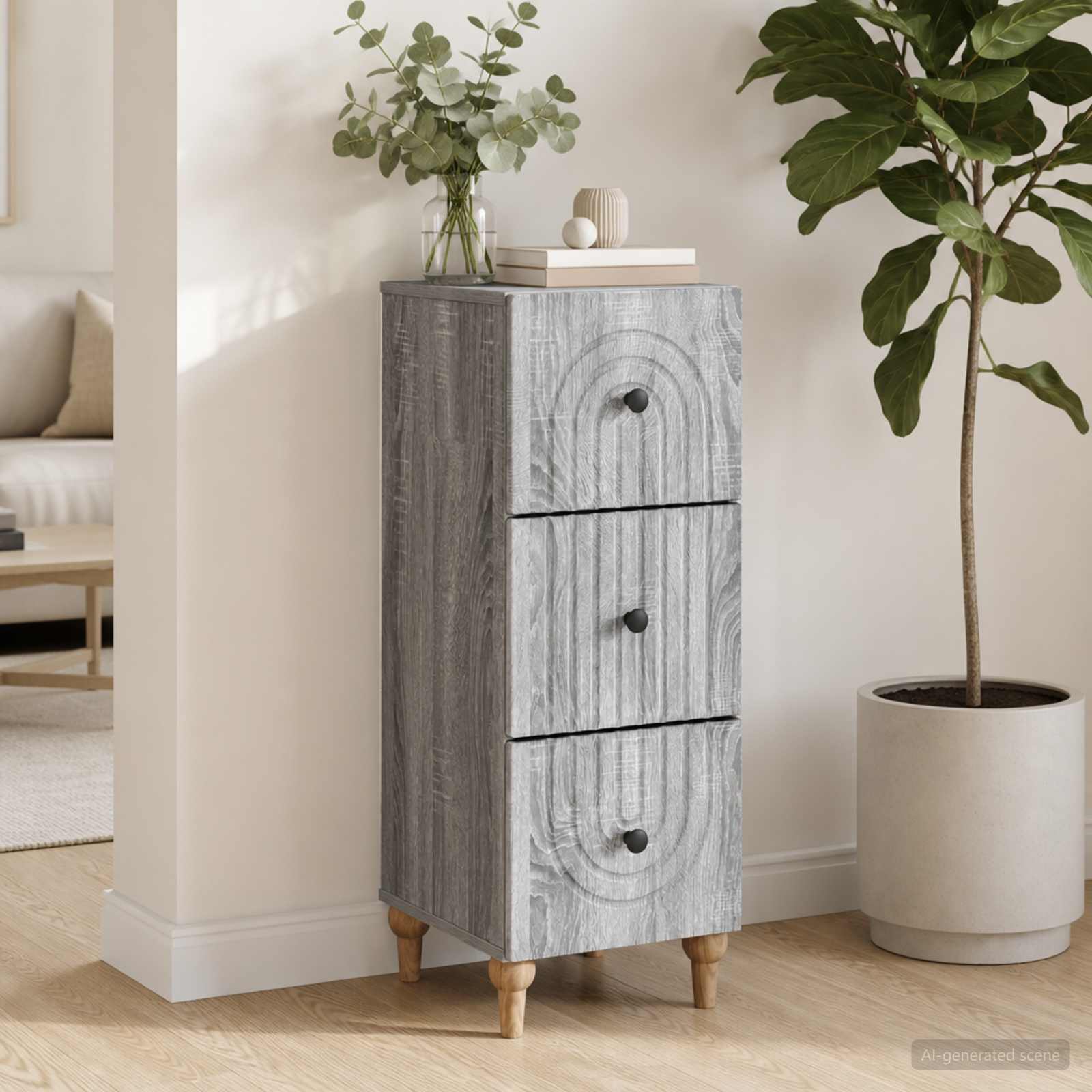 Schubladenschrank 33 x 34,5 x 90 cm Holzwerkstoff Sonoma-Grau