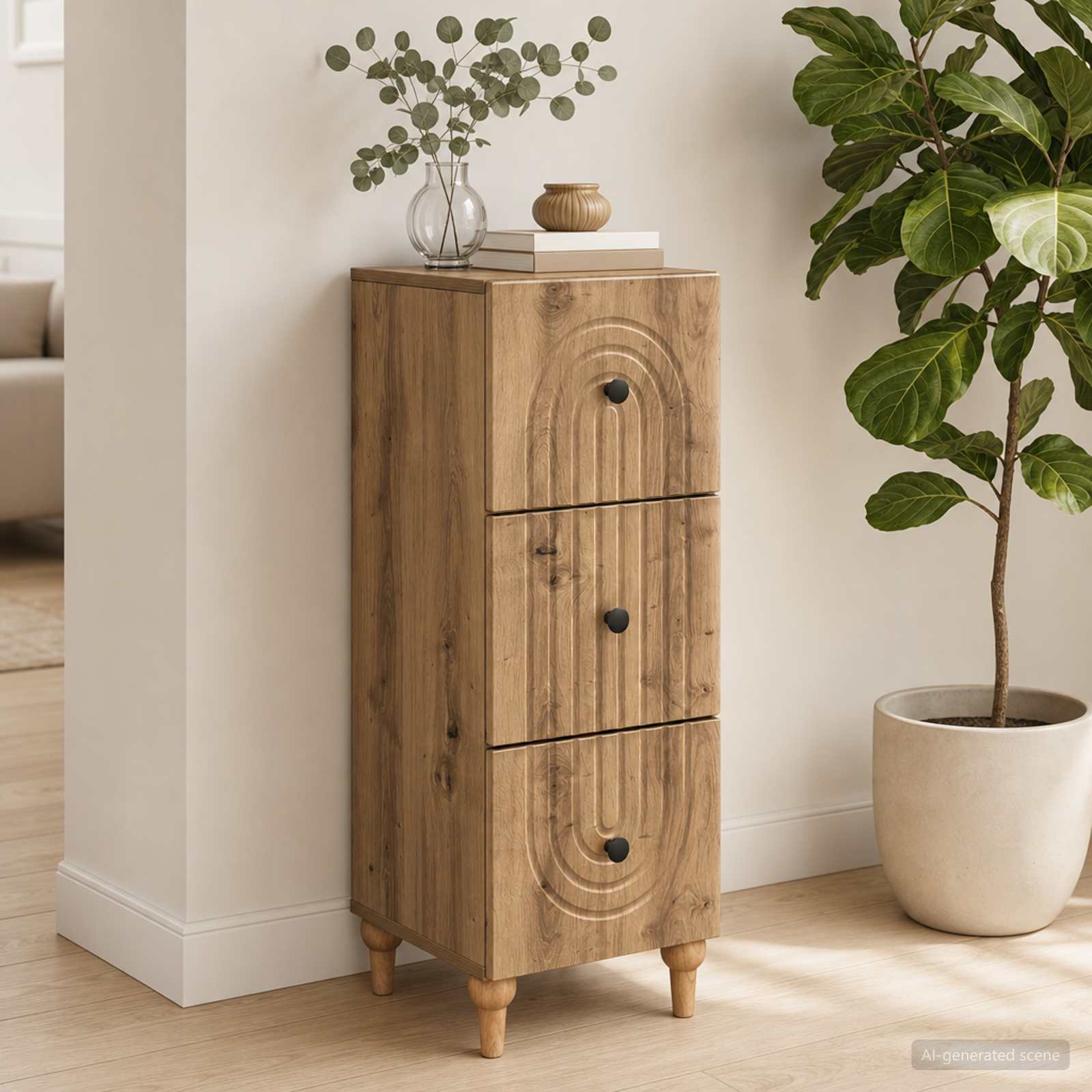 Schubladenschrank 33 x 34,5 x 90 cm Holzwerkstoff Artisan-Eiche