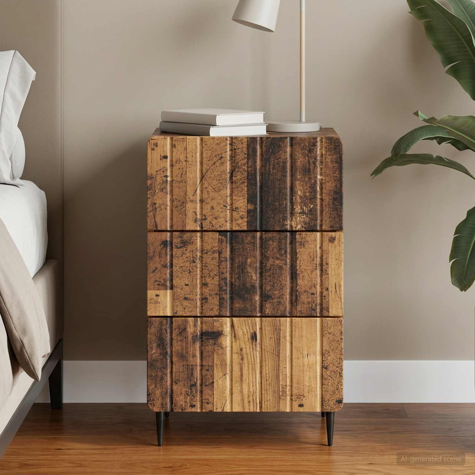 Nachttisch mit Schubladen Altholz 43x 41 x 68 cm Holzwerkstoff