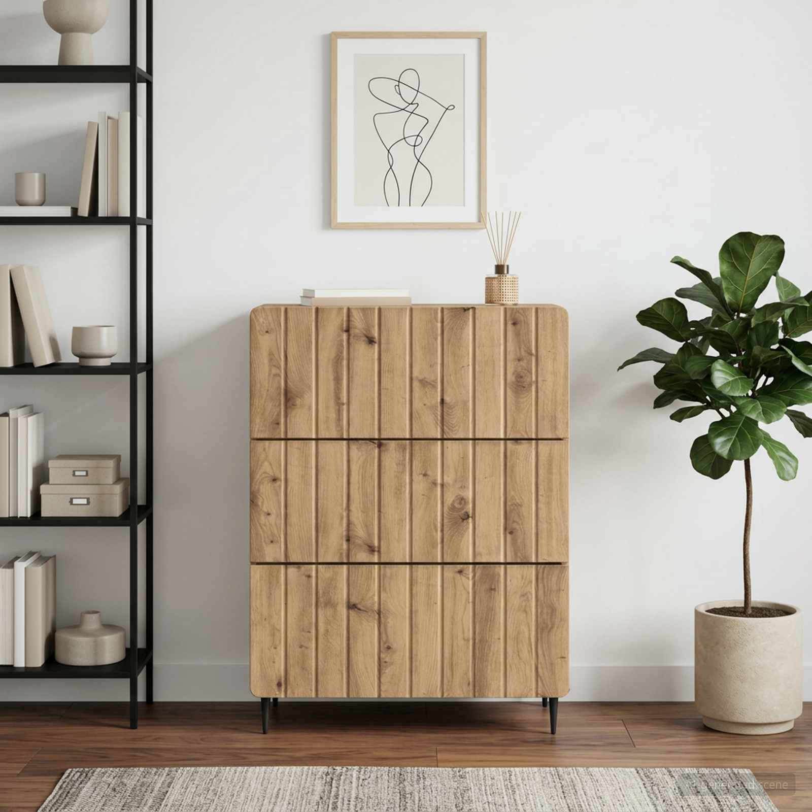 Schubladenschrank 66 x 34,5 x 92 cm Holzwerkstoff Artisan-Eiche