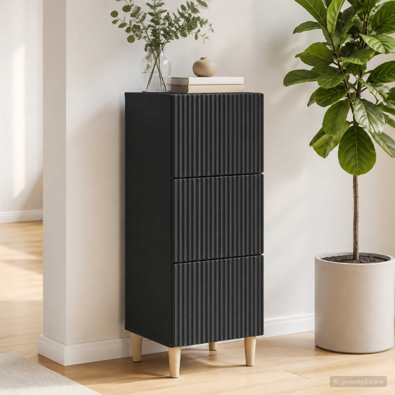 Schubladenschrank Schwarz 33 x 34,5 x 90 cm Holzwerkstoff