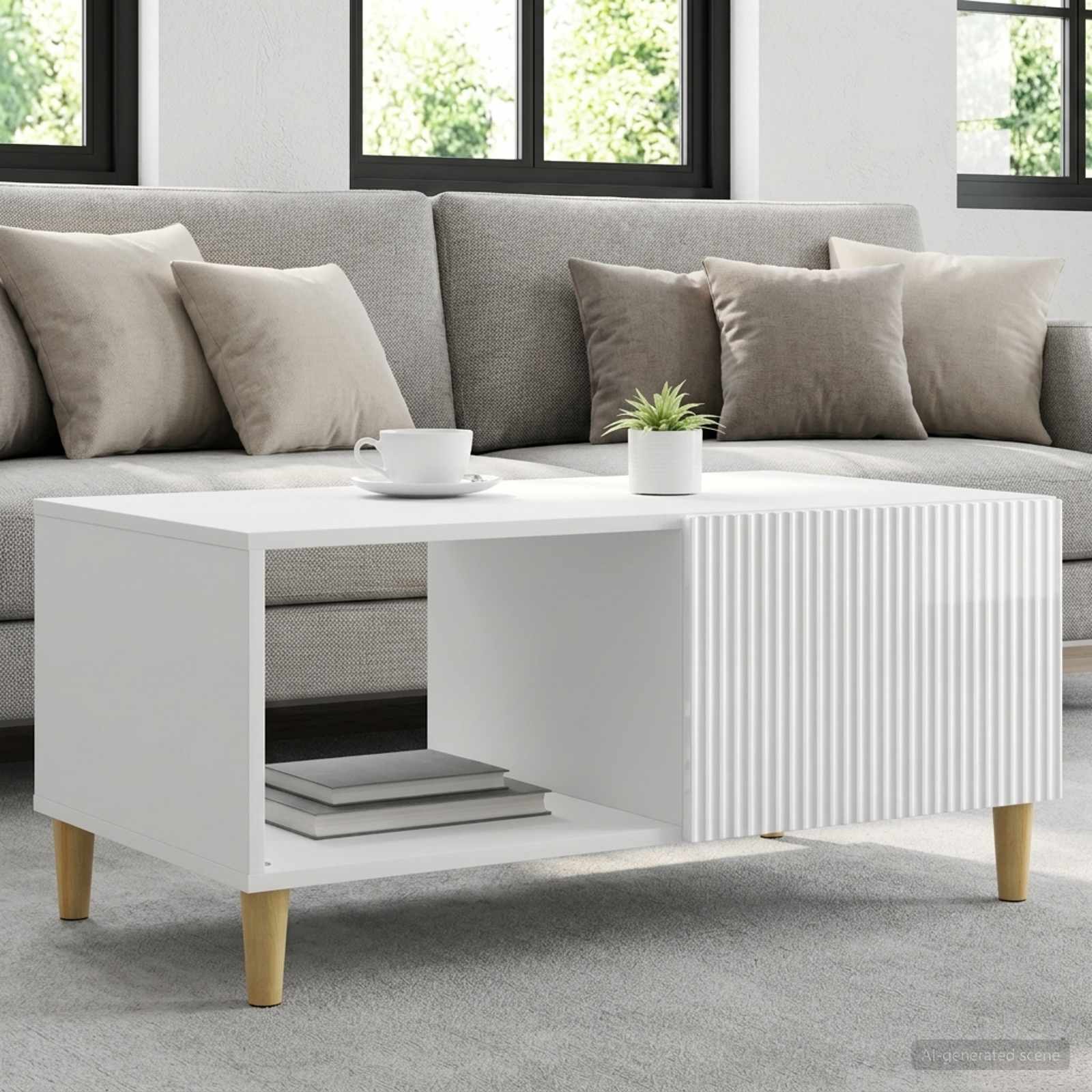 Couchtisch Hochglanz Weiß 90 x 50 x 40 cm Holzwerkstoff