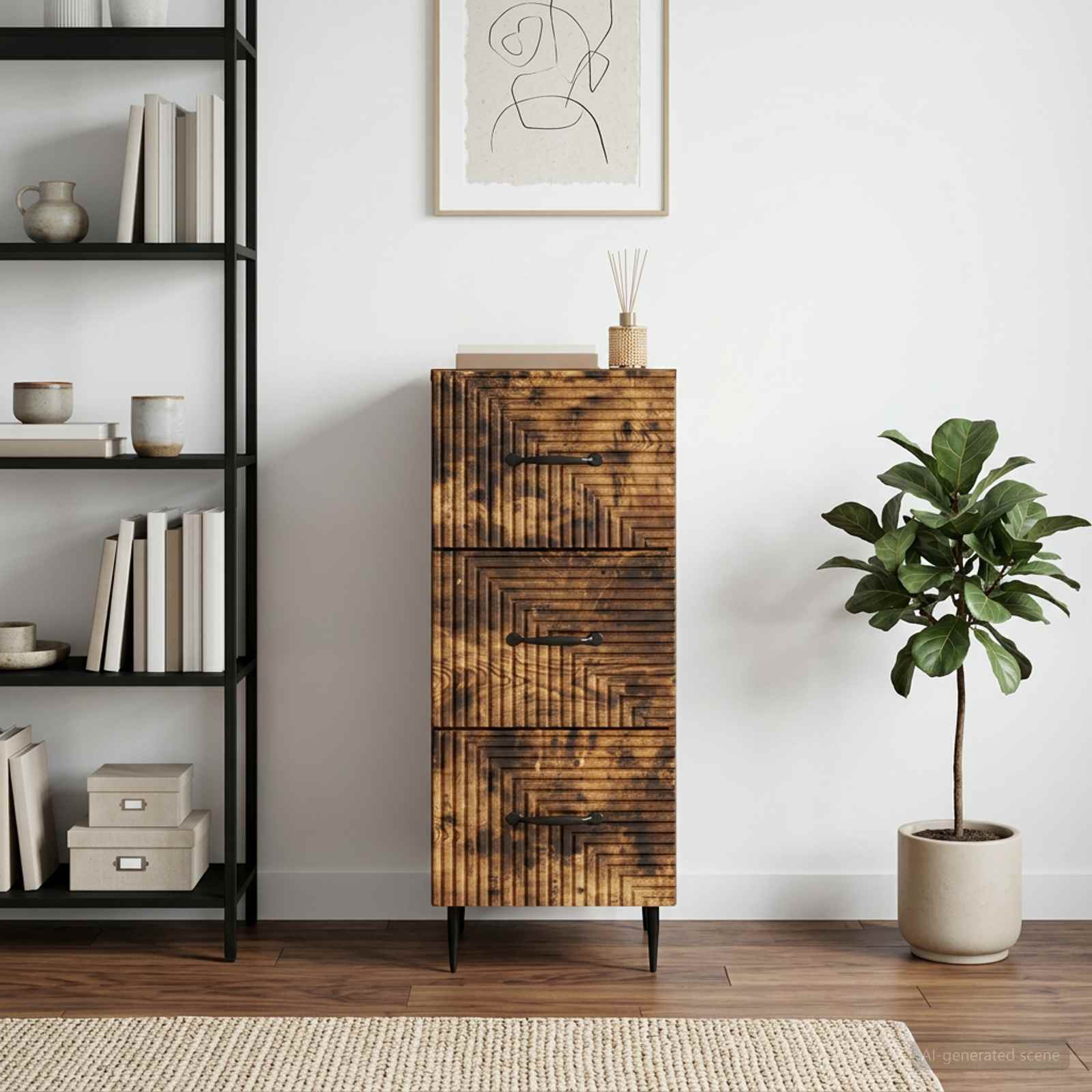 Schubladenschrank Geräucherte Eiche 33 x 34,5 x 89,5 cm