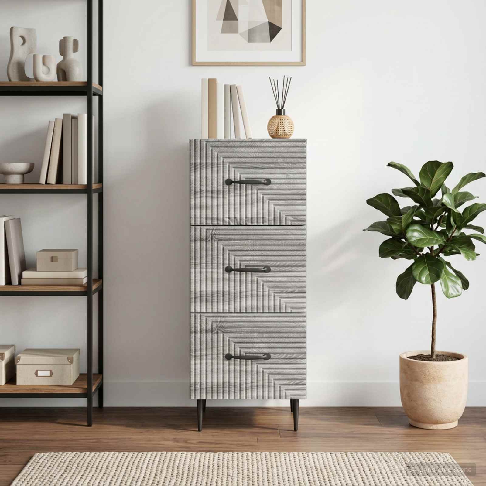 Schubladenschrank Graues Sonoma 33 x 34,5 x 89,5 cm