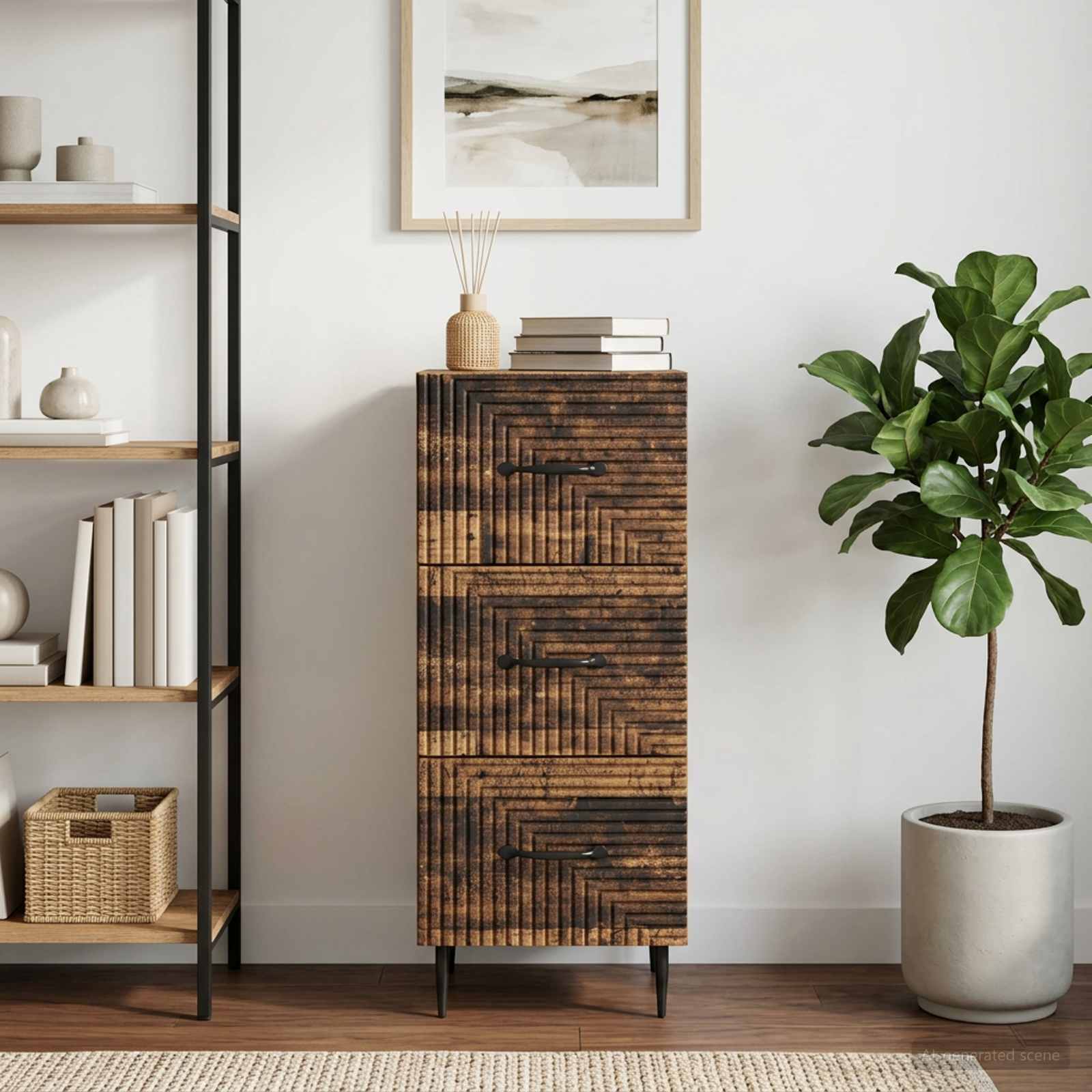 Schubladenschrank Altholz 33 x 34,5 x 89,5 cm Holzwerkstoff