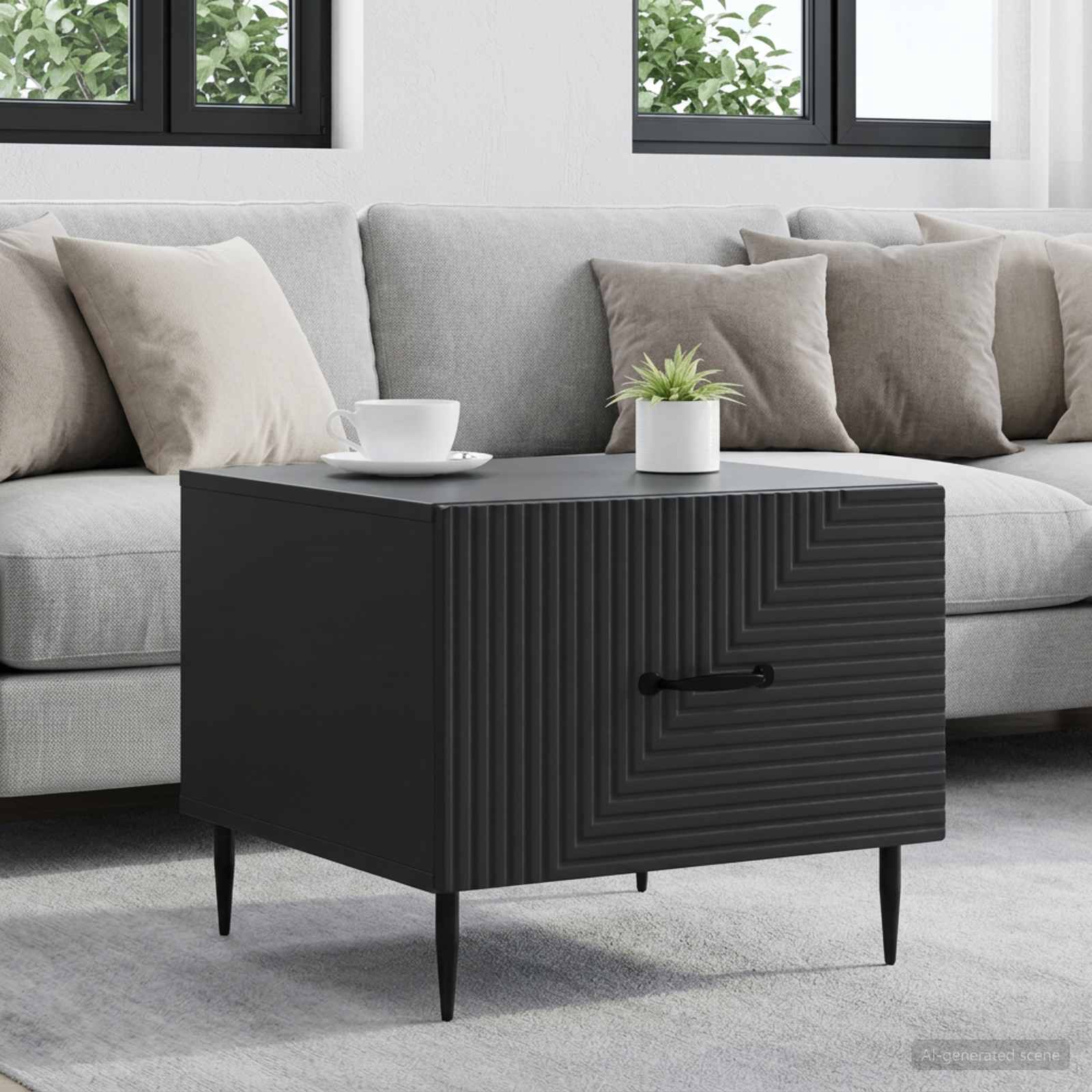 Couchtisch mit Schubladen Schwarz 49 x 50 x 40 cm Holzwerkstoff