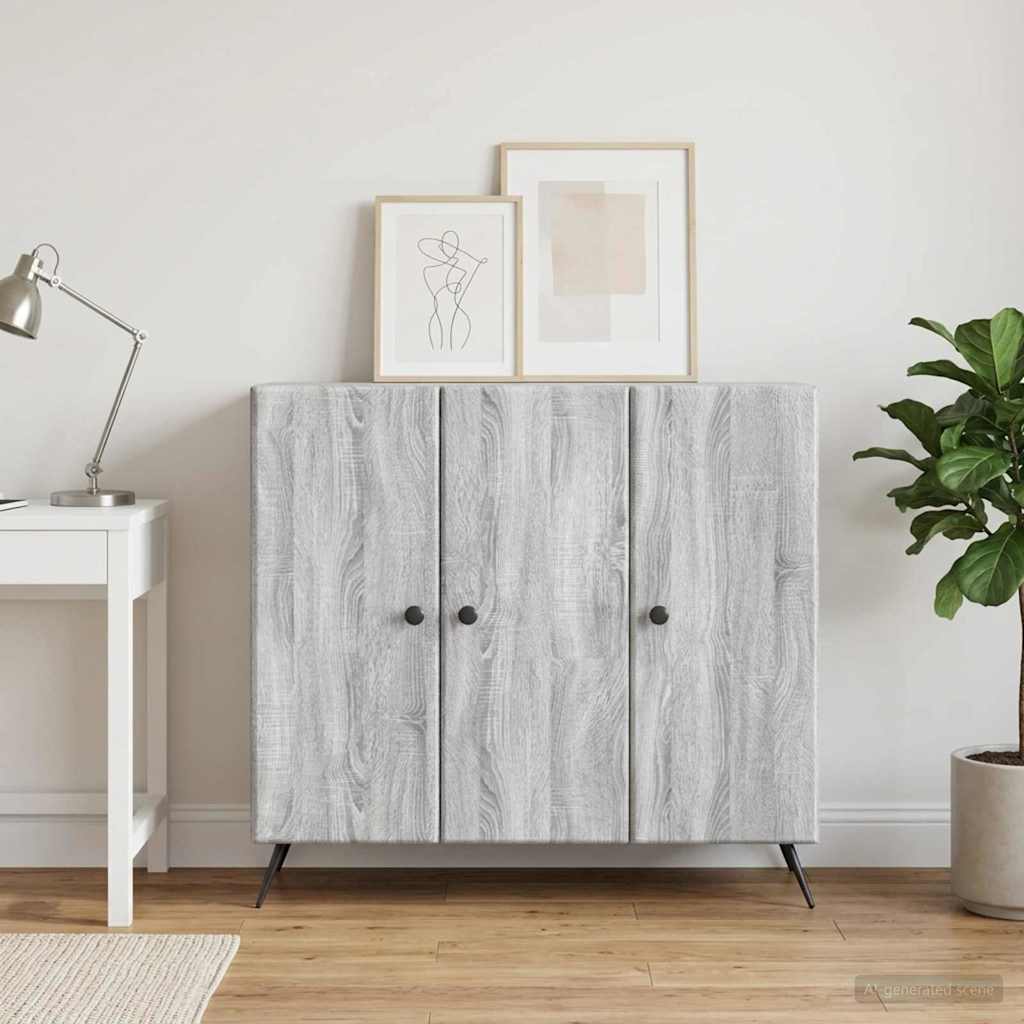 Sideboard Sonoma-Grau 89 x 34,5 x 80 cm Holzwerkstoff