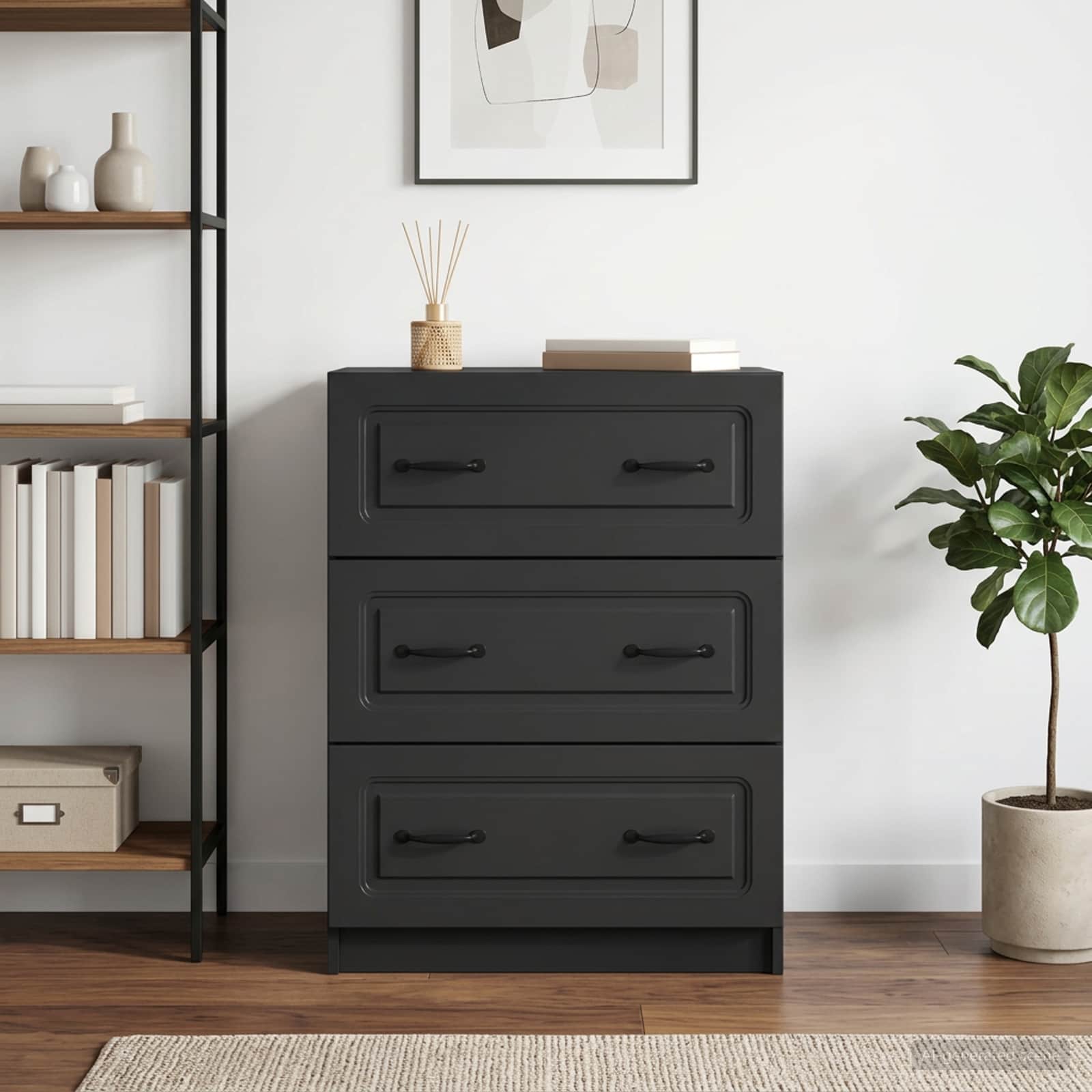 Schubladenschrank Schwarz 66 x 34,5 x 87 cm Holzwerkstoff