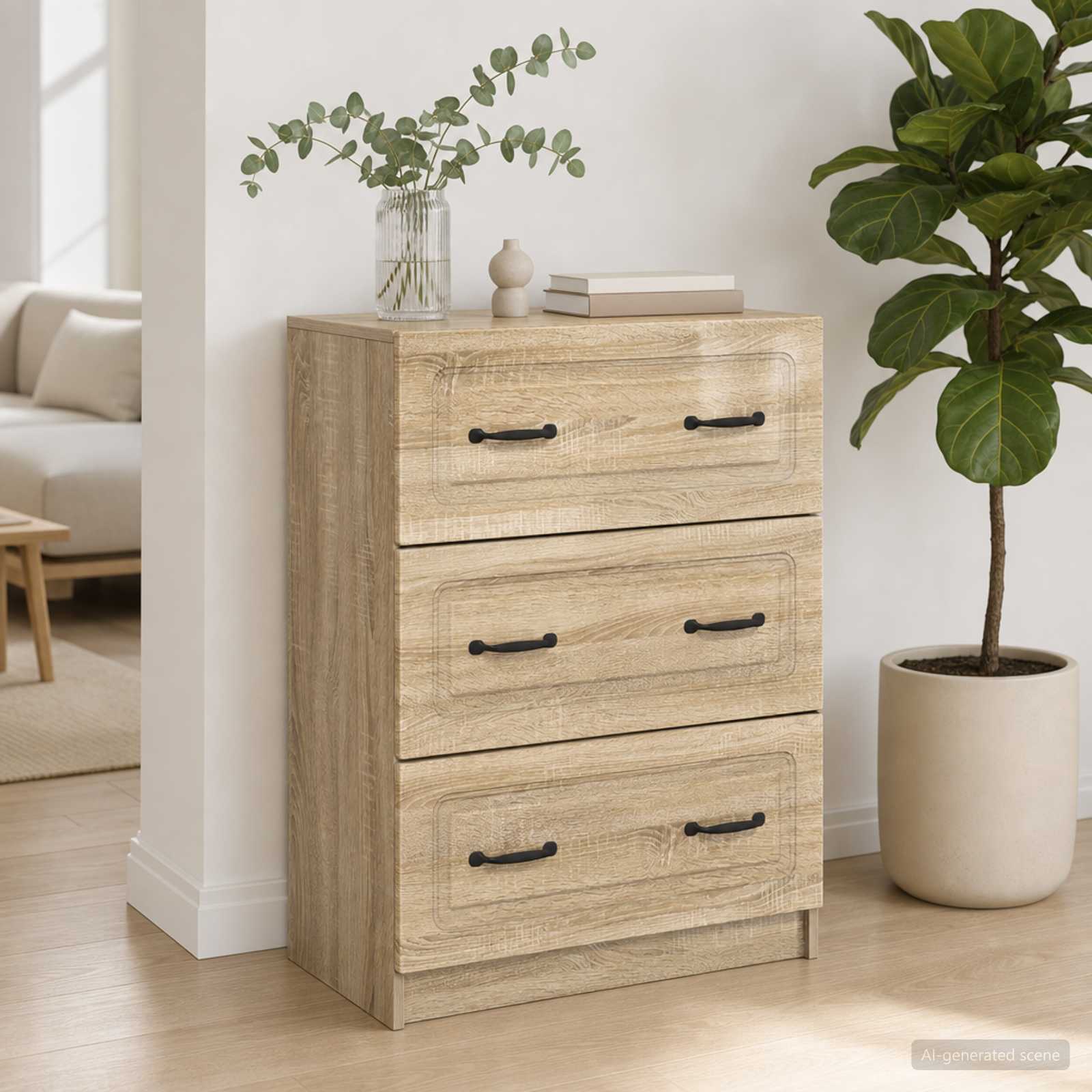 Schubladenschrank Sonoma-Eiche 66 x 34,5 x 87 cm Holzwerkstoff