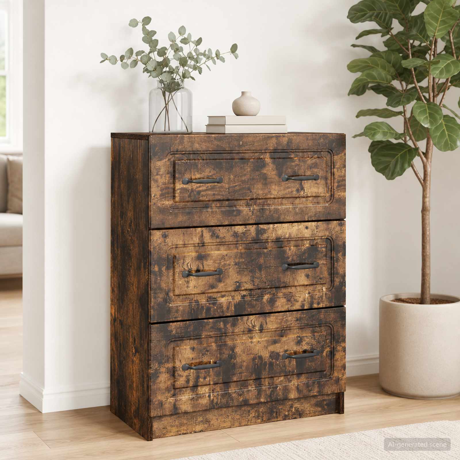 Schubladenschrank Geräucherte Eiche 66 x 34,5 x 87 cm