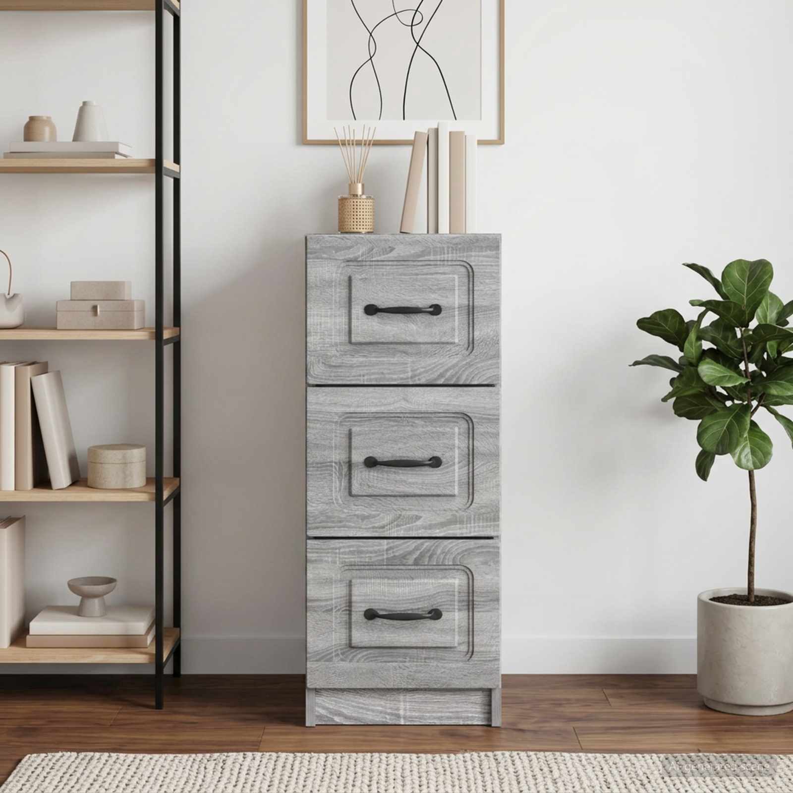 Schubladenschrank Graues Sonoma 33 x 34,5 x 87 cm Holzwerkstoff