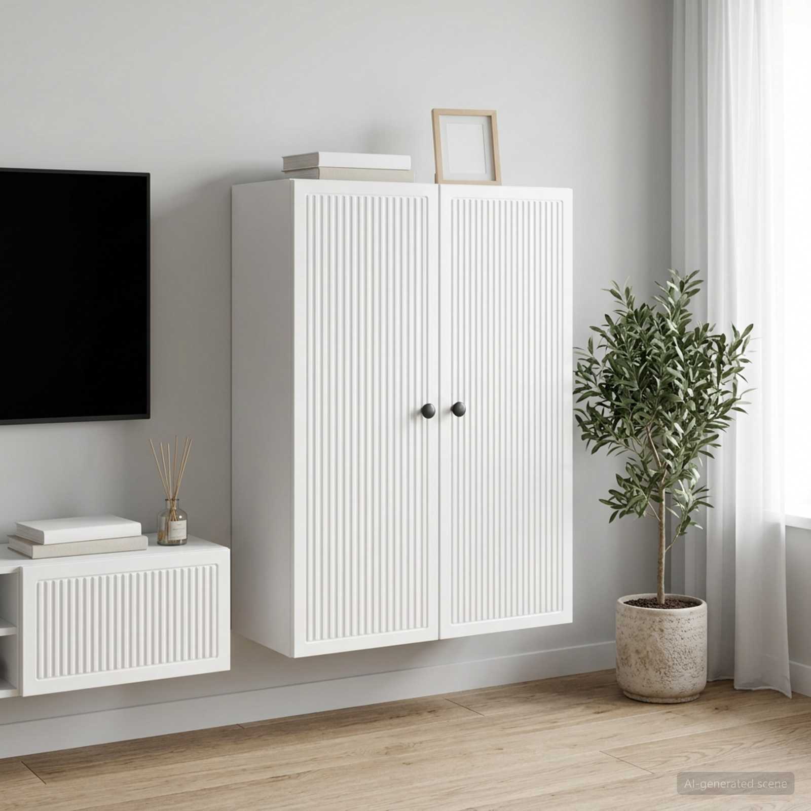 Wandschrank Hochglanz Weiß 66 x 34,5 x 90 cm Holzwerkstoff