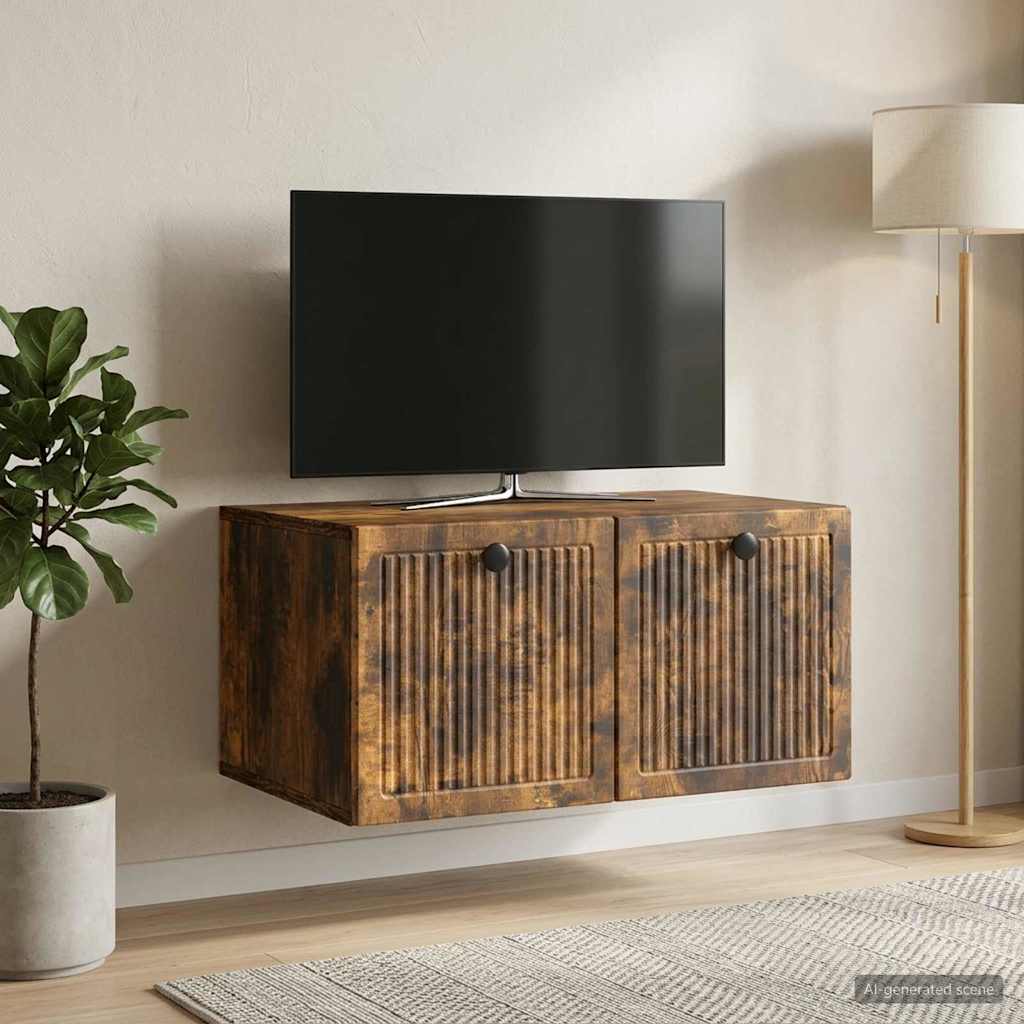 Wandmontierter TV-Schrank Geräucherte Eiche 59,5 x 41 x 30 cm