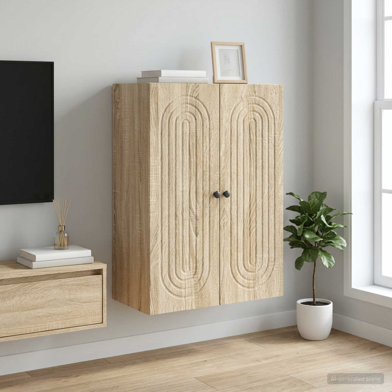 Wandschrank Sonoma-Eiche 66 x 34,5 x 90 cm Holzwerkstoff