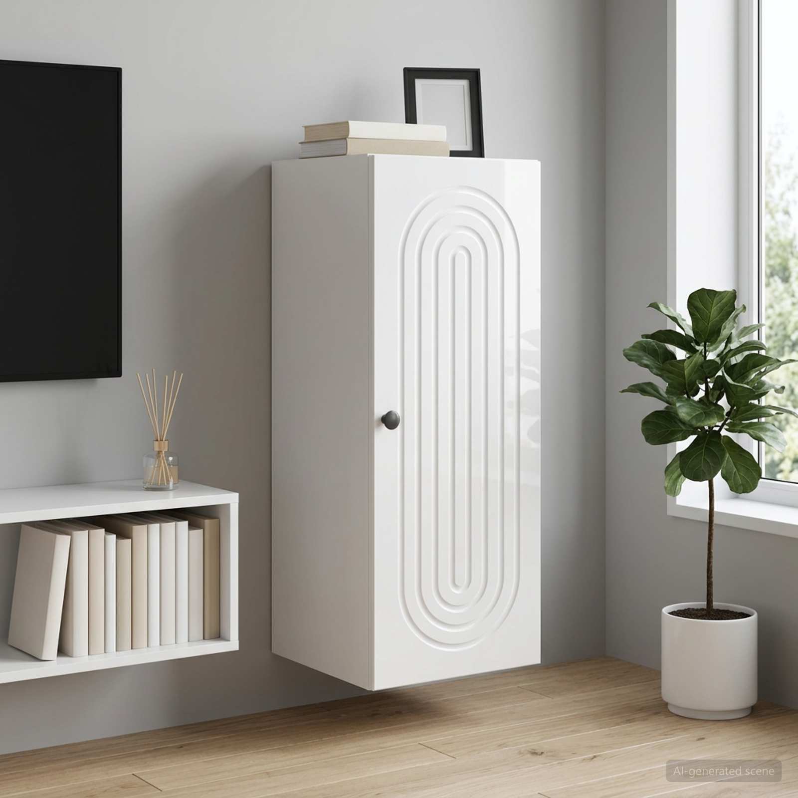 Wandschrank Hochglanz Weiß 33 x 34,5 x 90 cm Holzwerkstoff