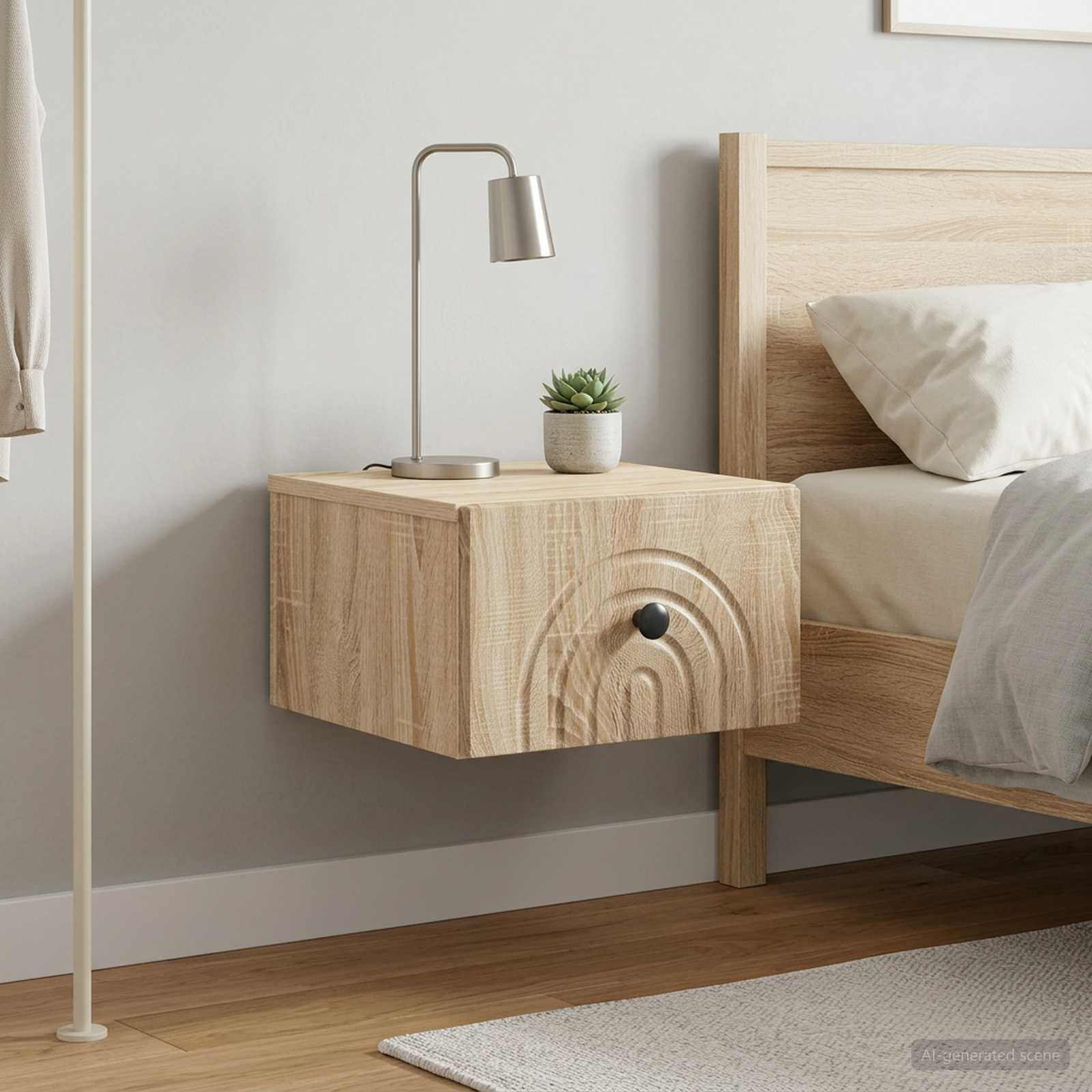 Wandmontierter Nachttisch 2 stk. Sonoma-Eiche 33 x 34,5 x 20 cm