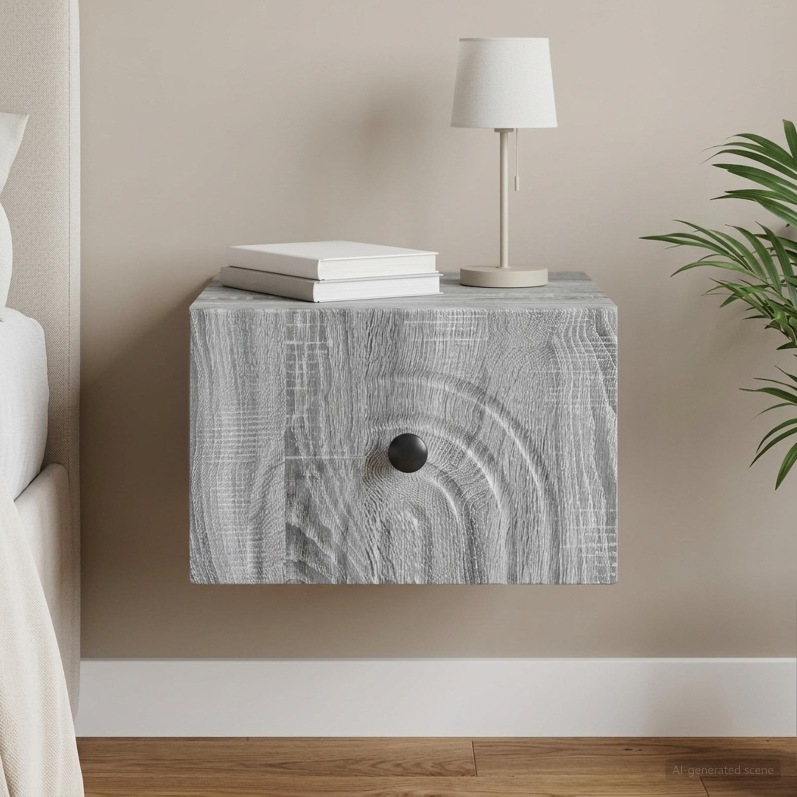 Wandmontierter Nachttisch Graues Sonoma 33 x 34,5 x 20 cm