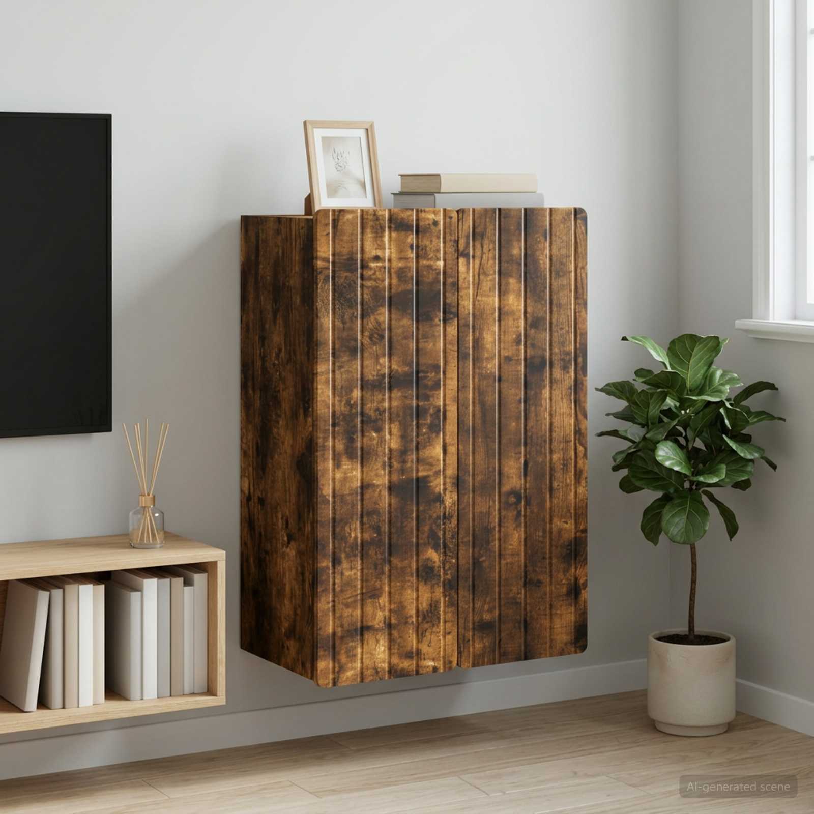 Wandschrank Geräucherte Eiche 66 x 34,5 x 92 cm Holzwerkstoff