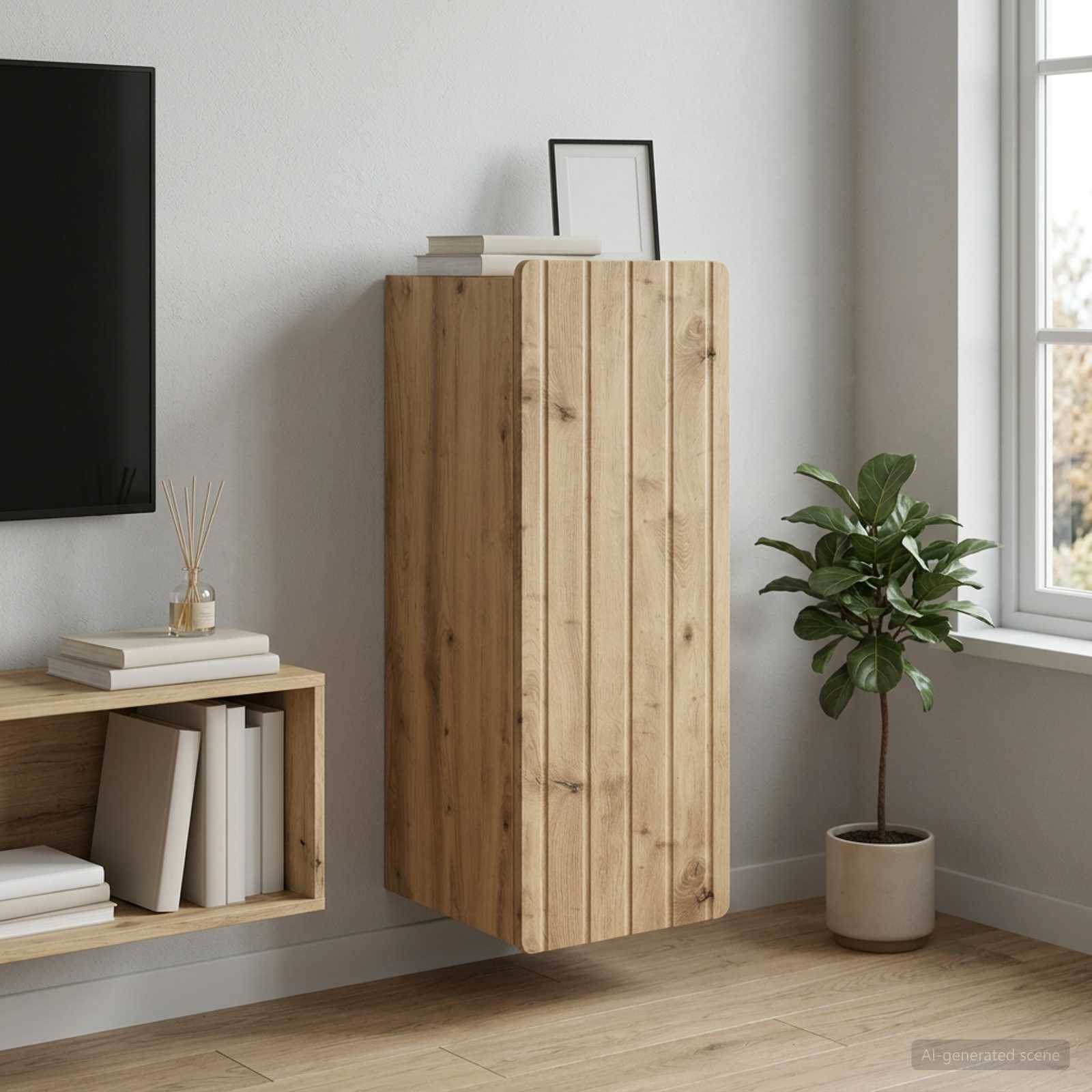 Wandschrank 33 x 34,5 x 94 cm Holzwerkstoff Artisan-Eiche