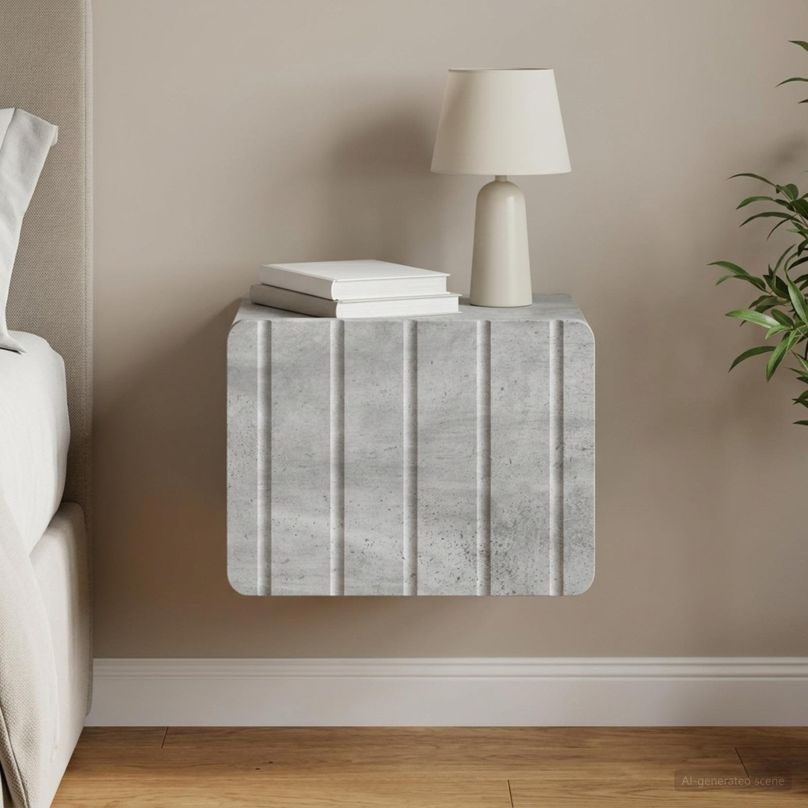Wandmontierter Nachttisch Betongrau 33 x 34,5 x 24 cm