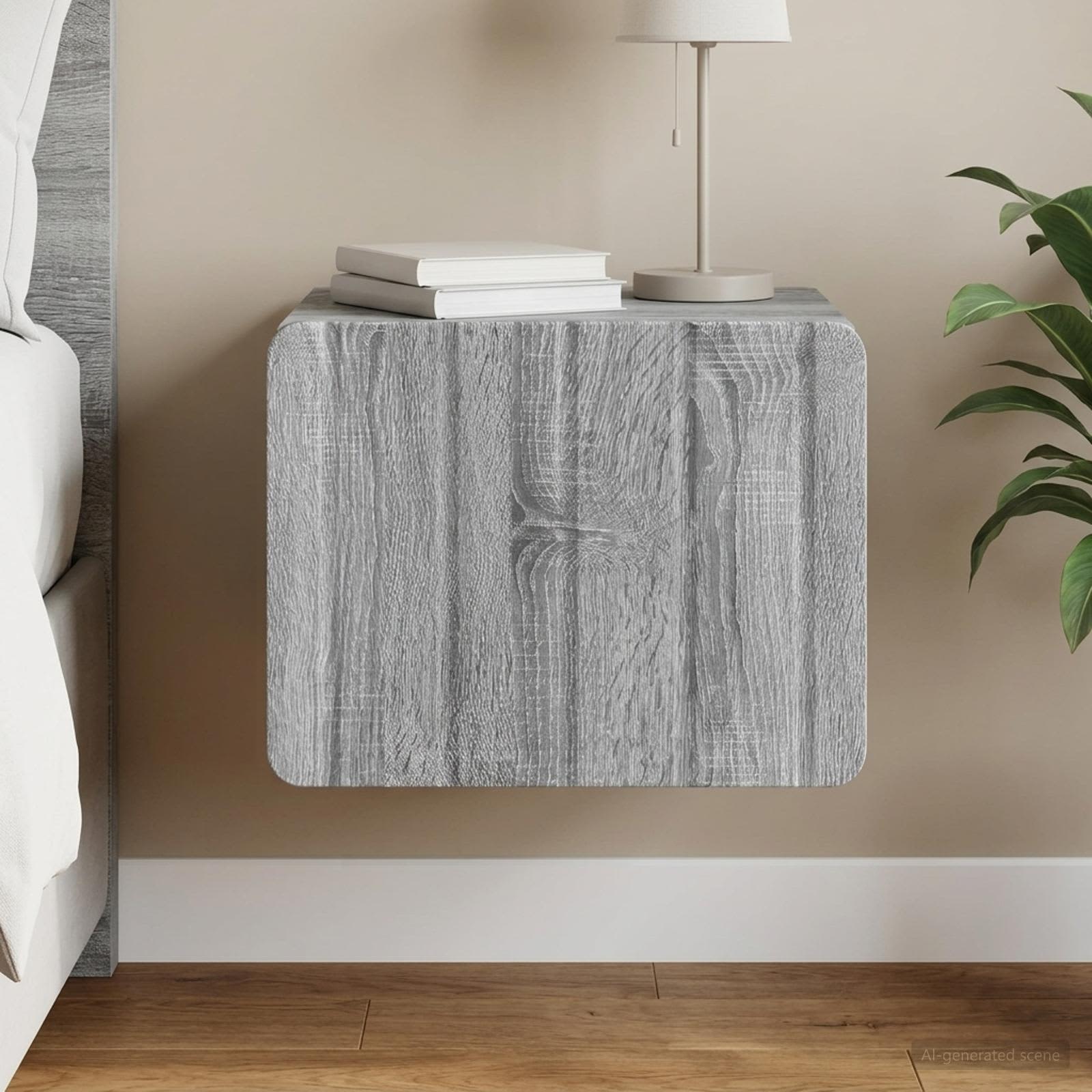 Wandmontierter Nachttisch Graues Sonoma 33 x 34,5 x 24 cm