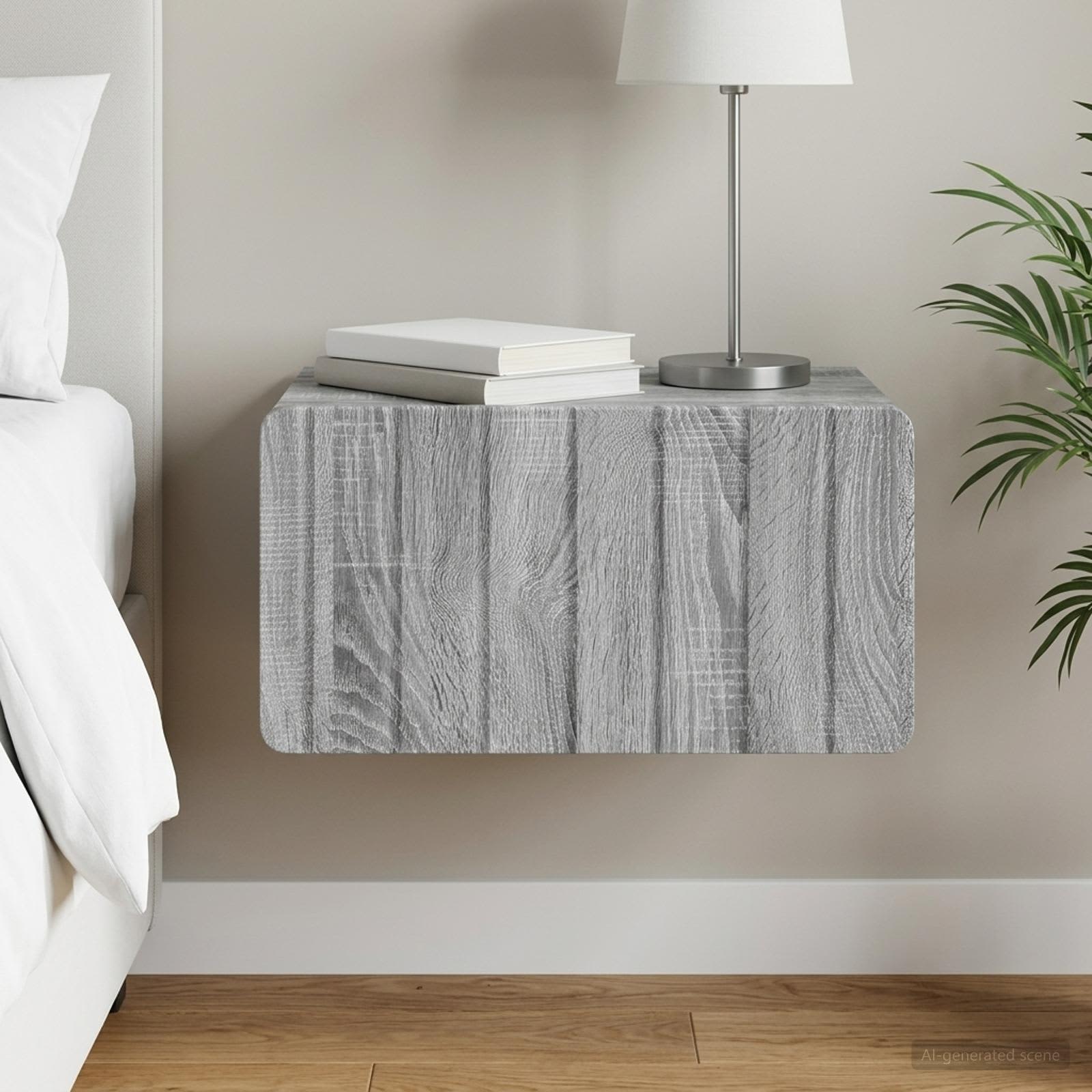 Wandmontierter Nachttisch Graues Sonoma 49 x 34,5 x 24 cm