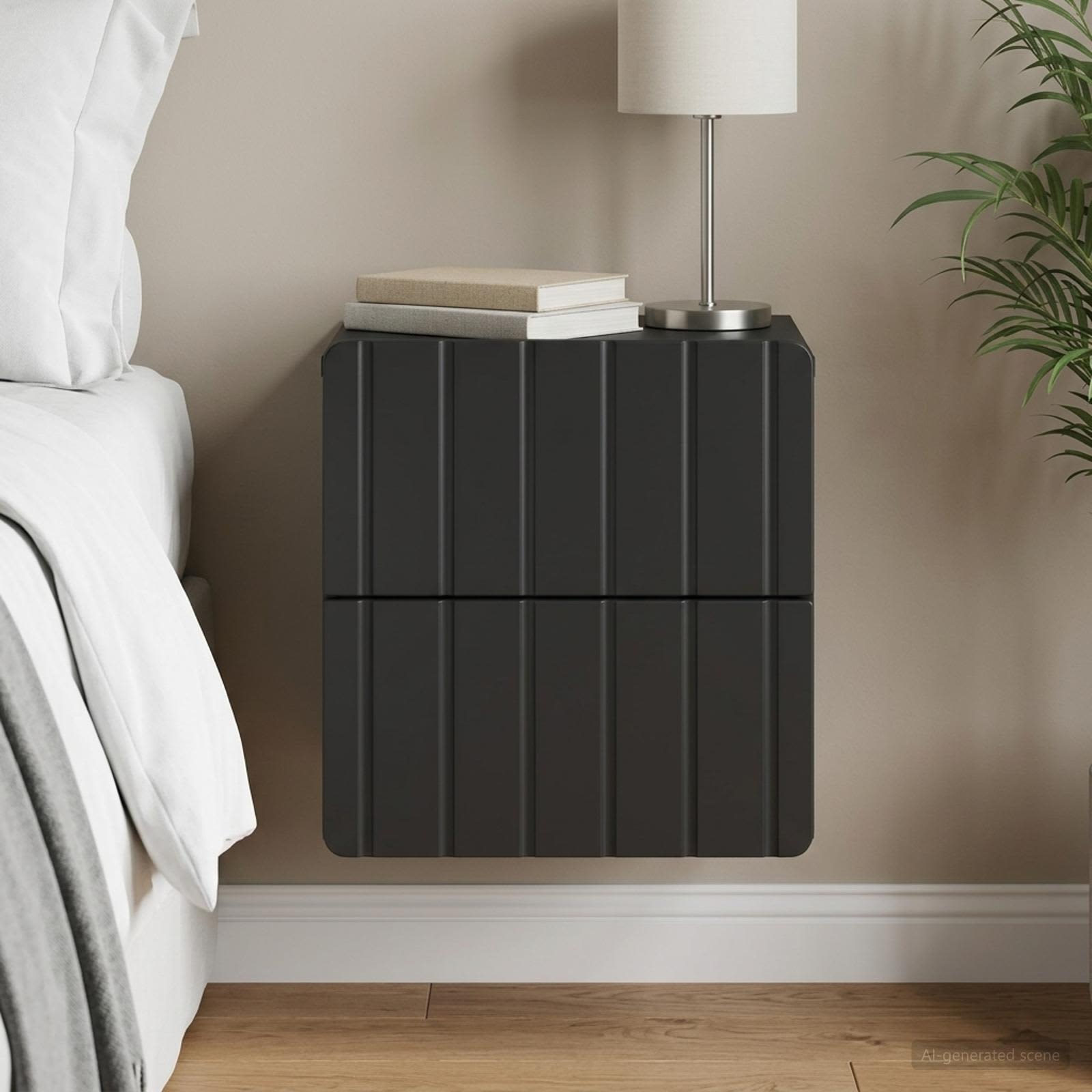 Wandmontierter Nachttisch Schwarz 33 x 34,5 x 43 cm
