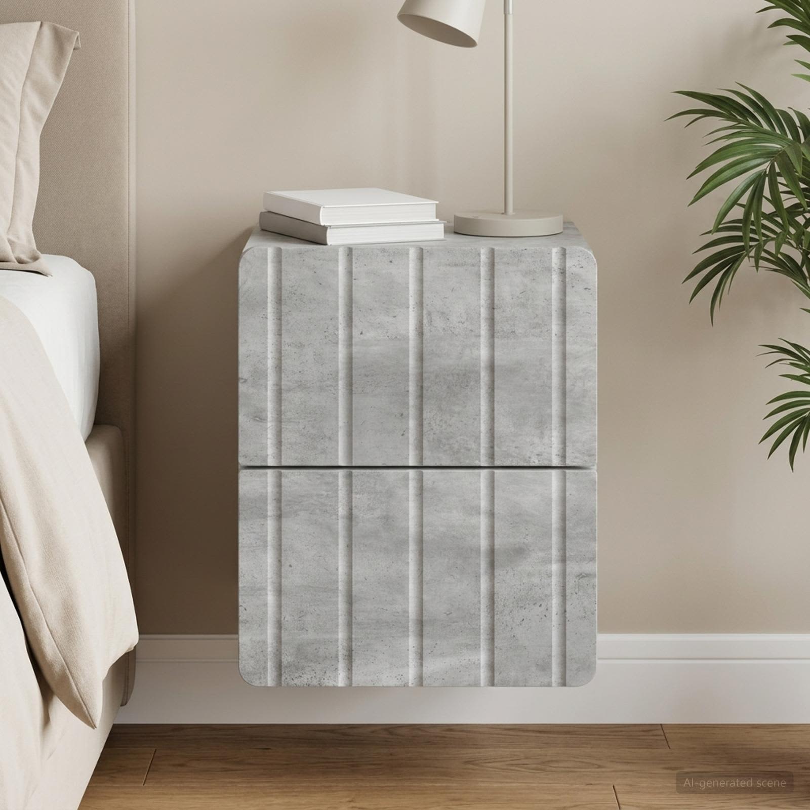 Wandmontierter Nachttisch Betongrau 33 x 34,5 x 43 cm