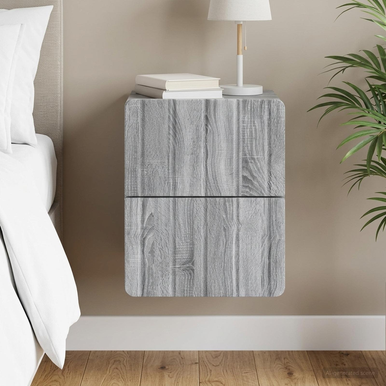 Wandmontierter Nachttisch Sonoma-Grau 33 x 34,5 x 43 cm