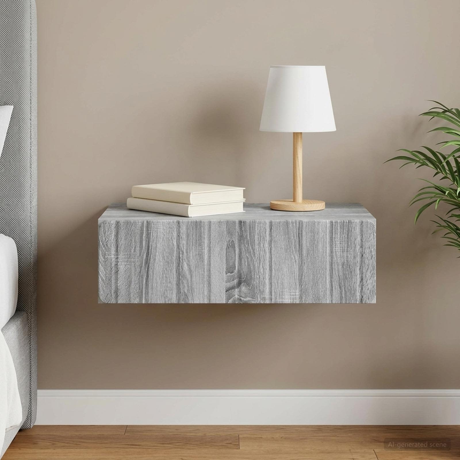 Wandmontierter Beistelltisch Graues Sonoma 59 x 34,5 x 17 cm