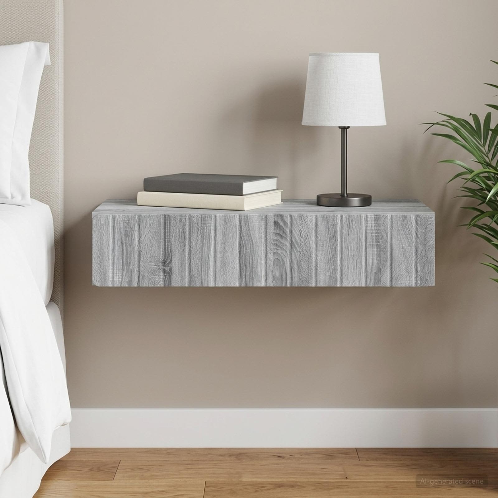 Wandmontierter Beistelltisch Graues Sonoma 87,5 x 34,5 x 17 cm