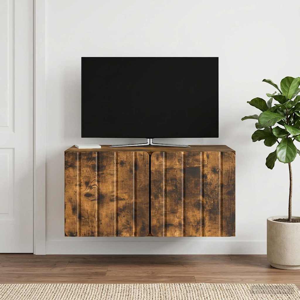 Wandmontierter TV-Schrank 59,5 x 41 x 30 cm Raucheiche