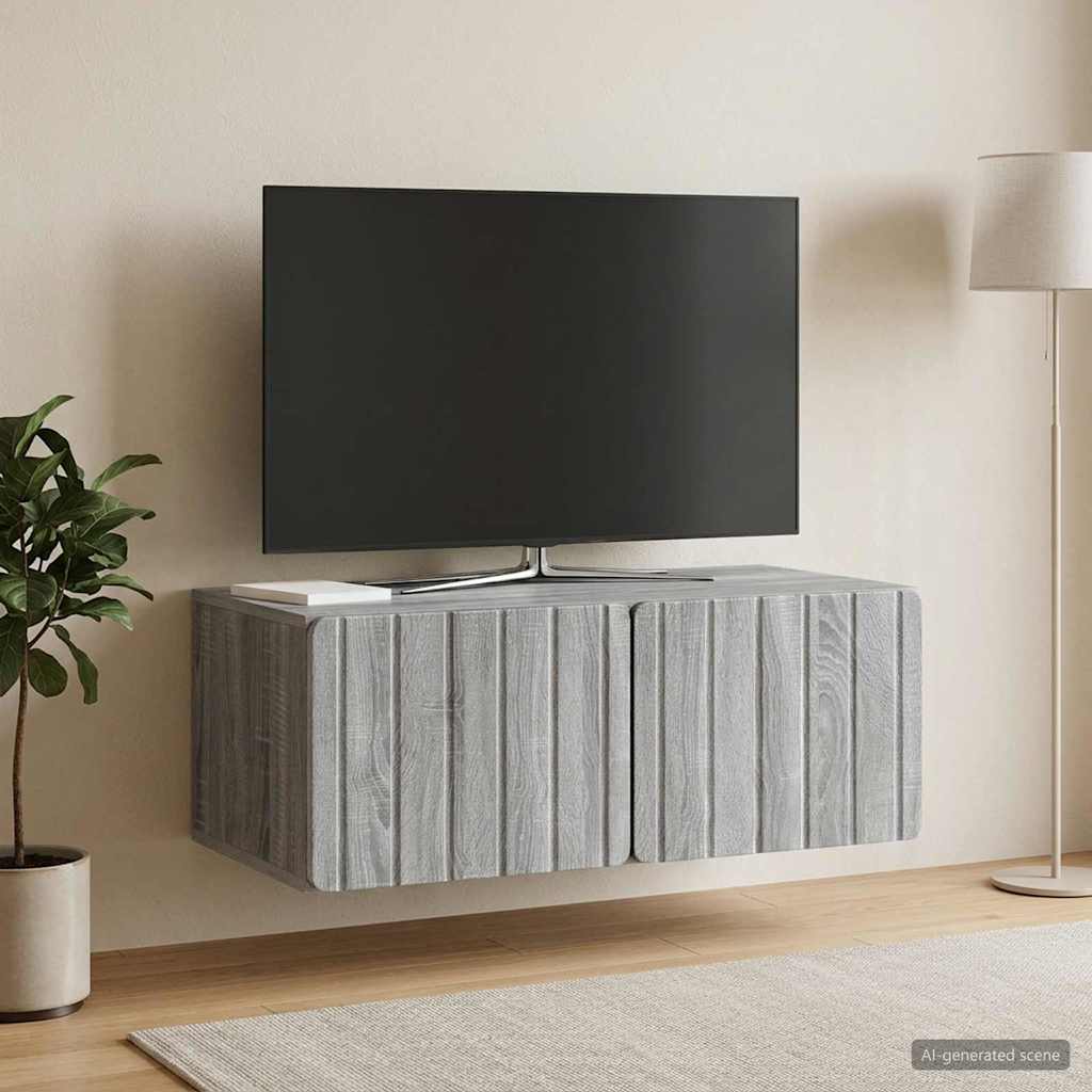 Wandmontierter TV-Schrank 78,5 x 41 x 30 cm Sonoma-Grau