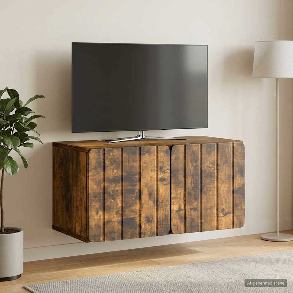 Wandmontierter TV-Schrank 59,5 x 31 x 30 cm Raucheiche