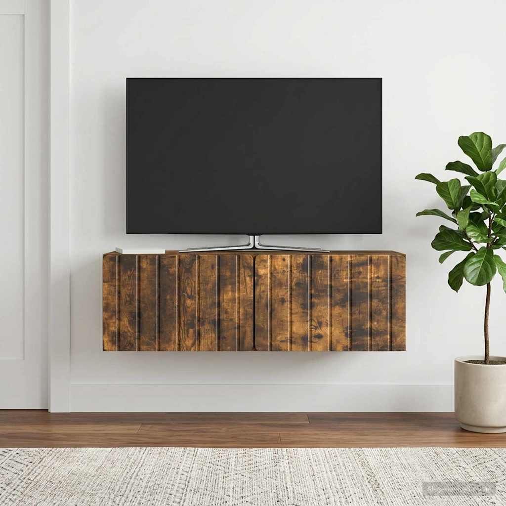 Wandmontierter TV-Schrank 98 x 31 x 30 cm Raucheiche