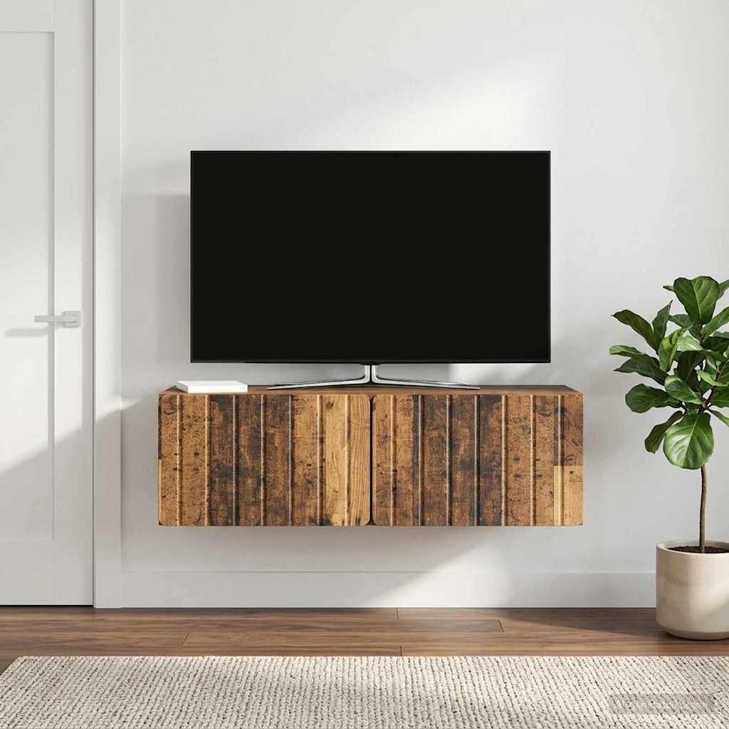 Wandmontierter TV-Schrank 98 x 31 x 30 cm Altholz Holzwerkstoff