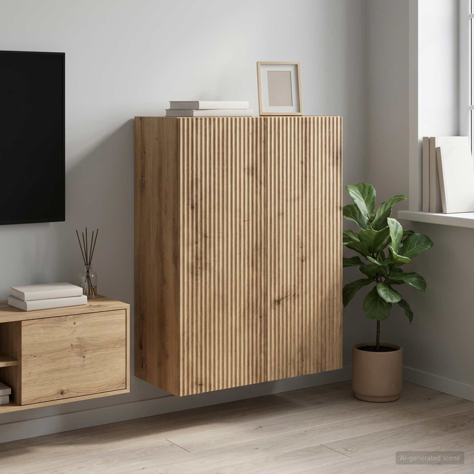 Wandschrank 66 x 34,5 x 90 cm Holzwerkstoff Artisan-Eiche
